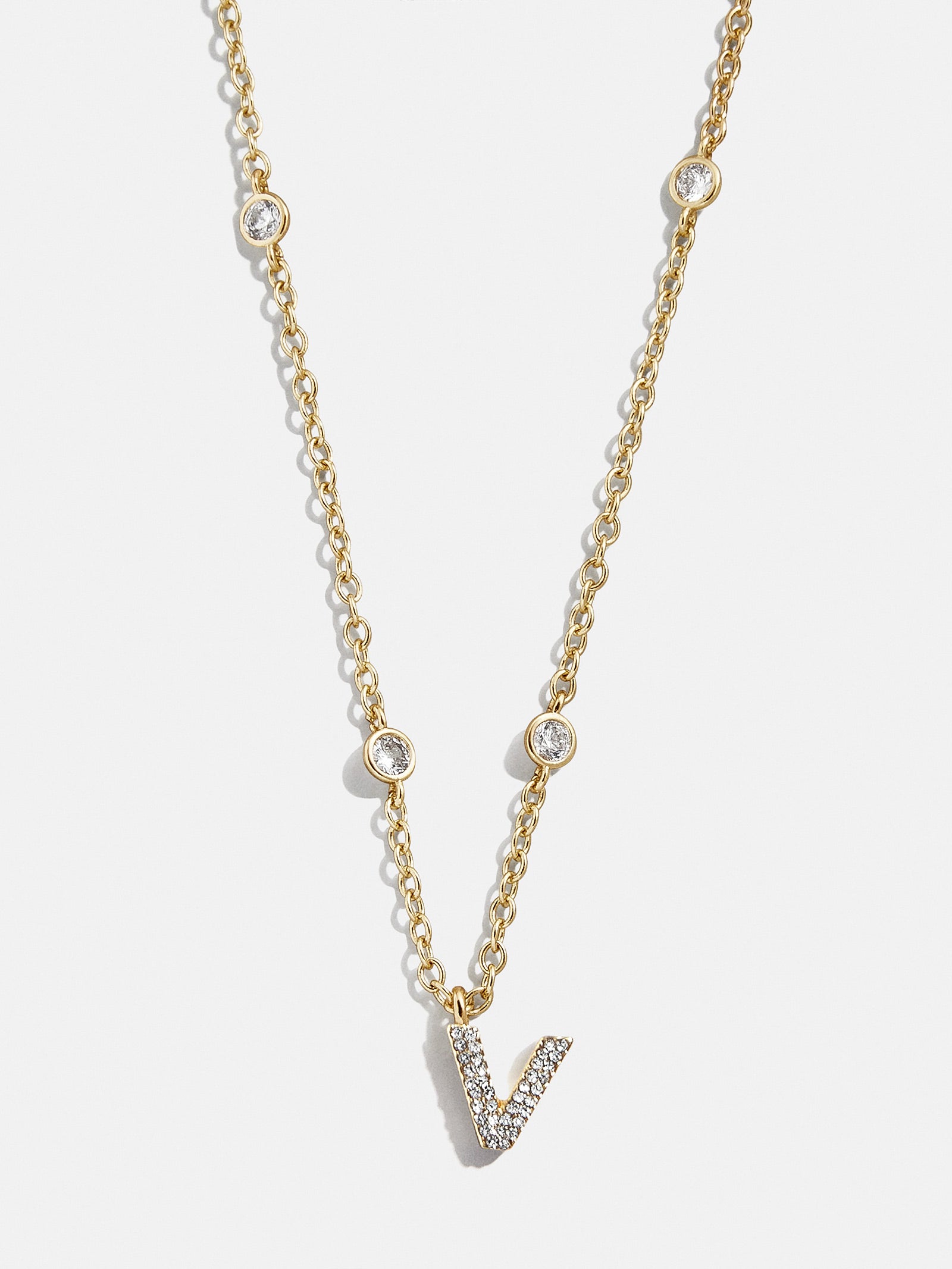 Premium Pavé Initial Yasmine Necklace - Gold Plated, Personalized Elegance