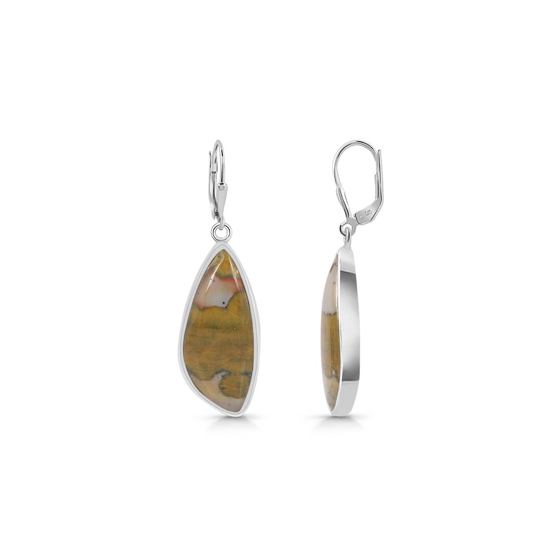 Premium Ocean Jasper Statement Earrings - Elegant Silver Jewelry (OCJ-E-14)