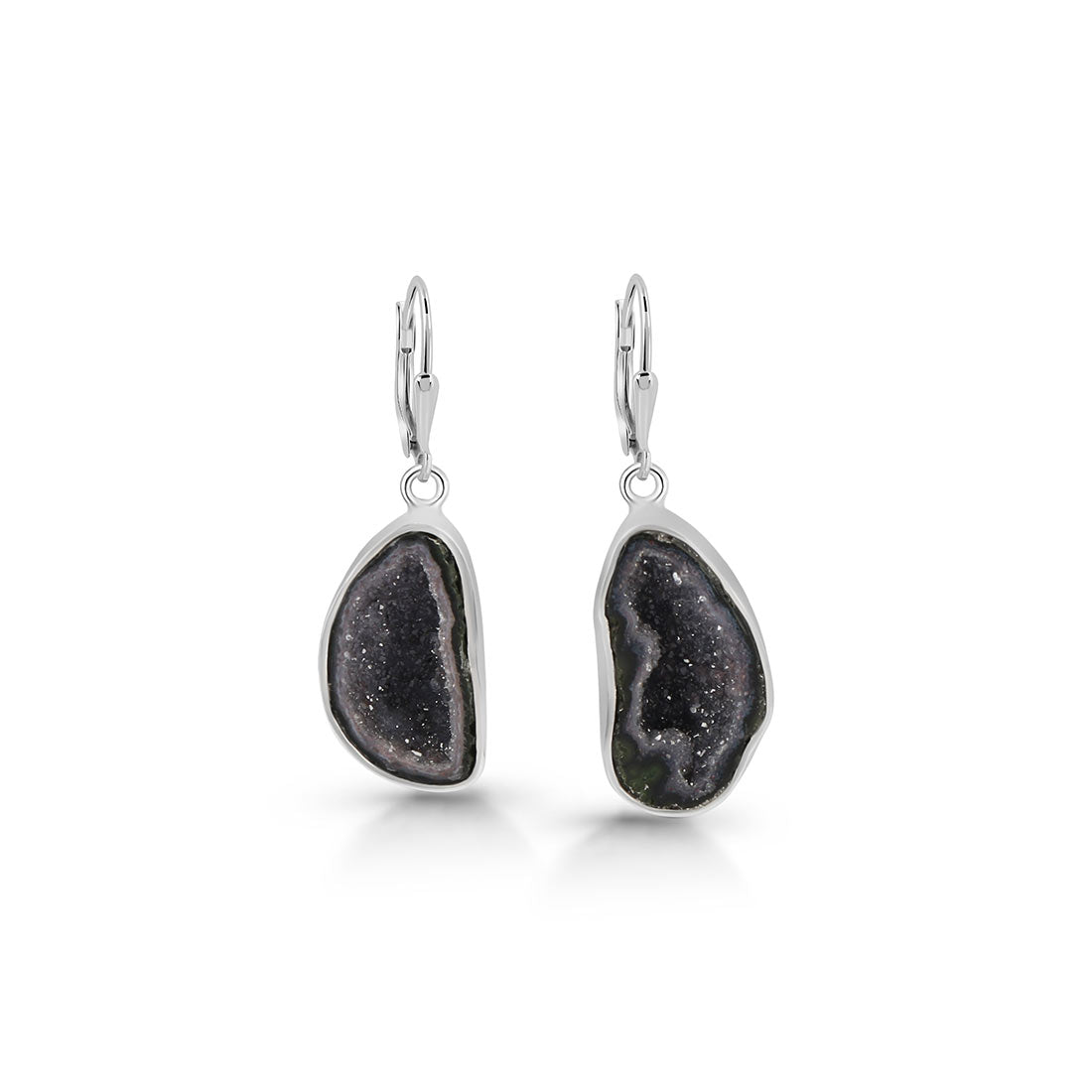 Premium Coconut Geode Statement Earrings - Elegant Silver Design (CCG-E-7)