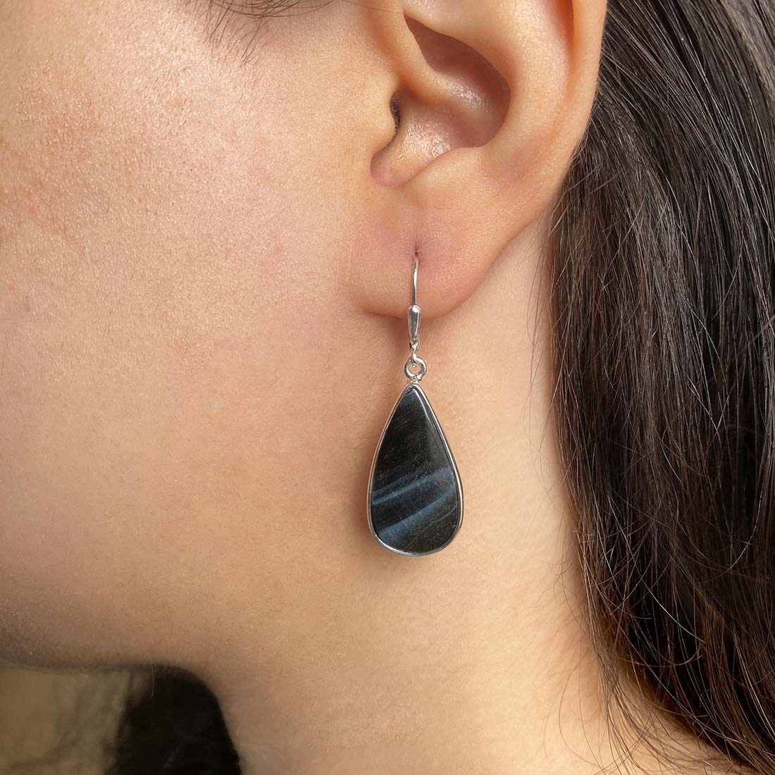 Premium Blue Tiger Eye Statement Earrings - Sagacia Jewelry