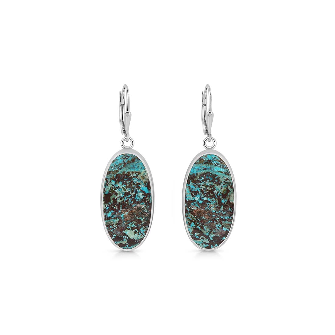 Premium Shattuckite Statement Earrings - Elegant Silver Jewelry (STK-E-12)