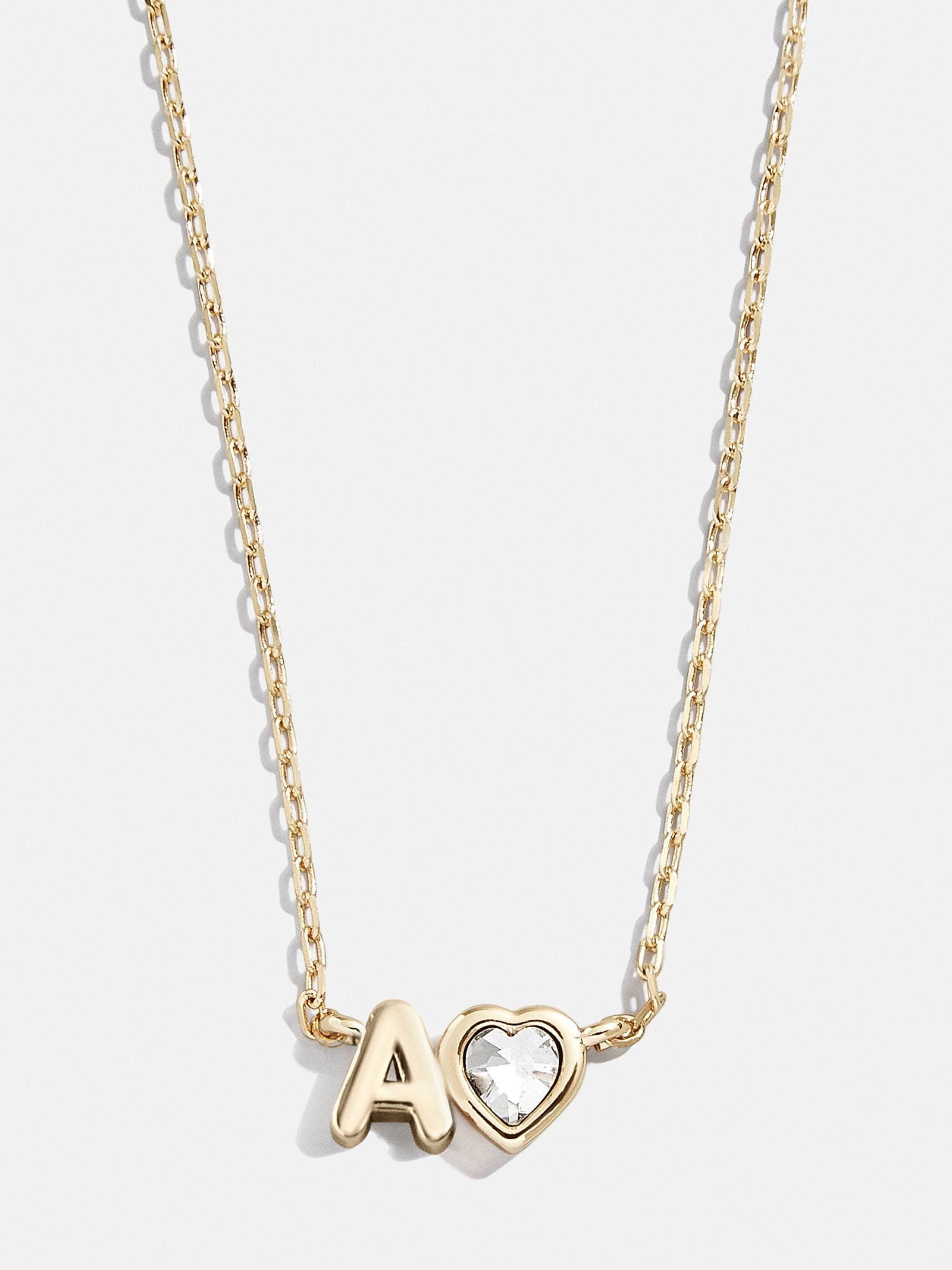 Premium Fiona Initial Necklace - Gold & Crystal Heart