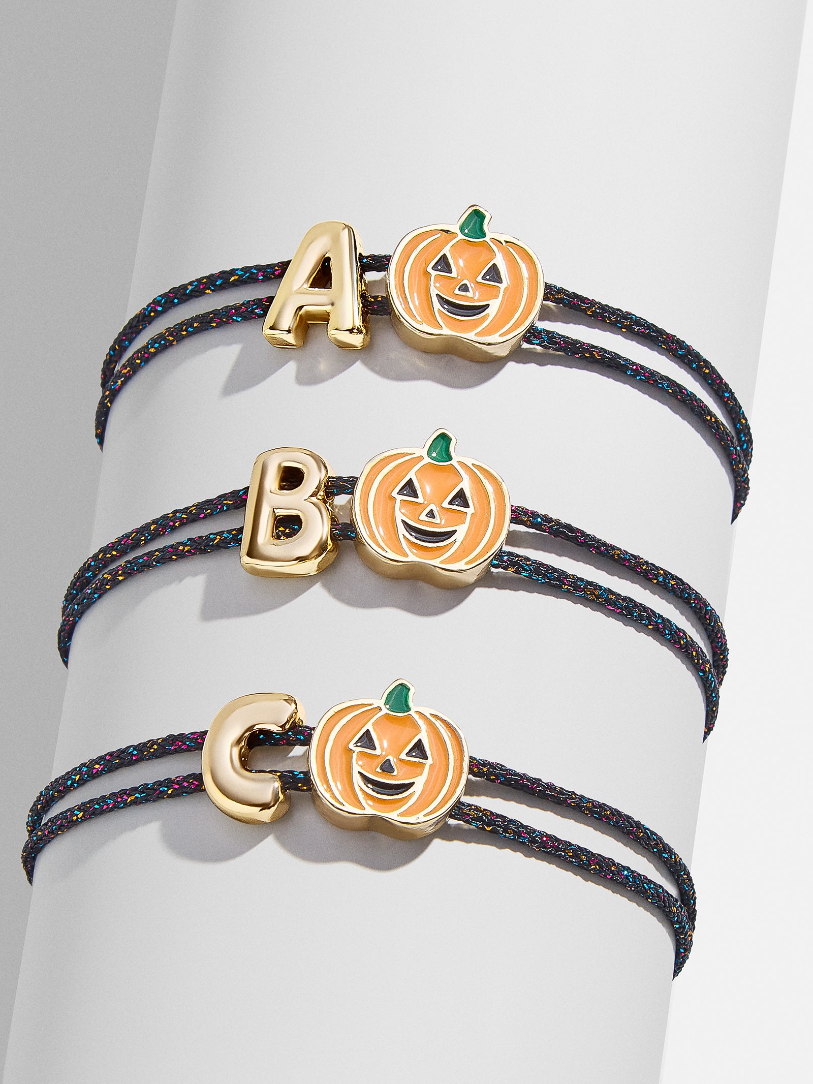 Ultimate Kids' Halloween Initial Bracelet - Festive Orange Pumpkin Charm