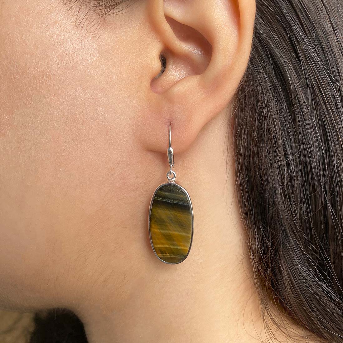 Premium Blue Tiger Eye Statement Earrings - Sagacia Jewelry