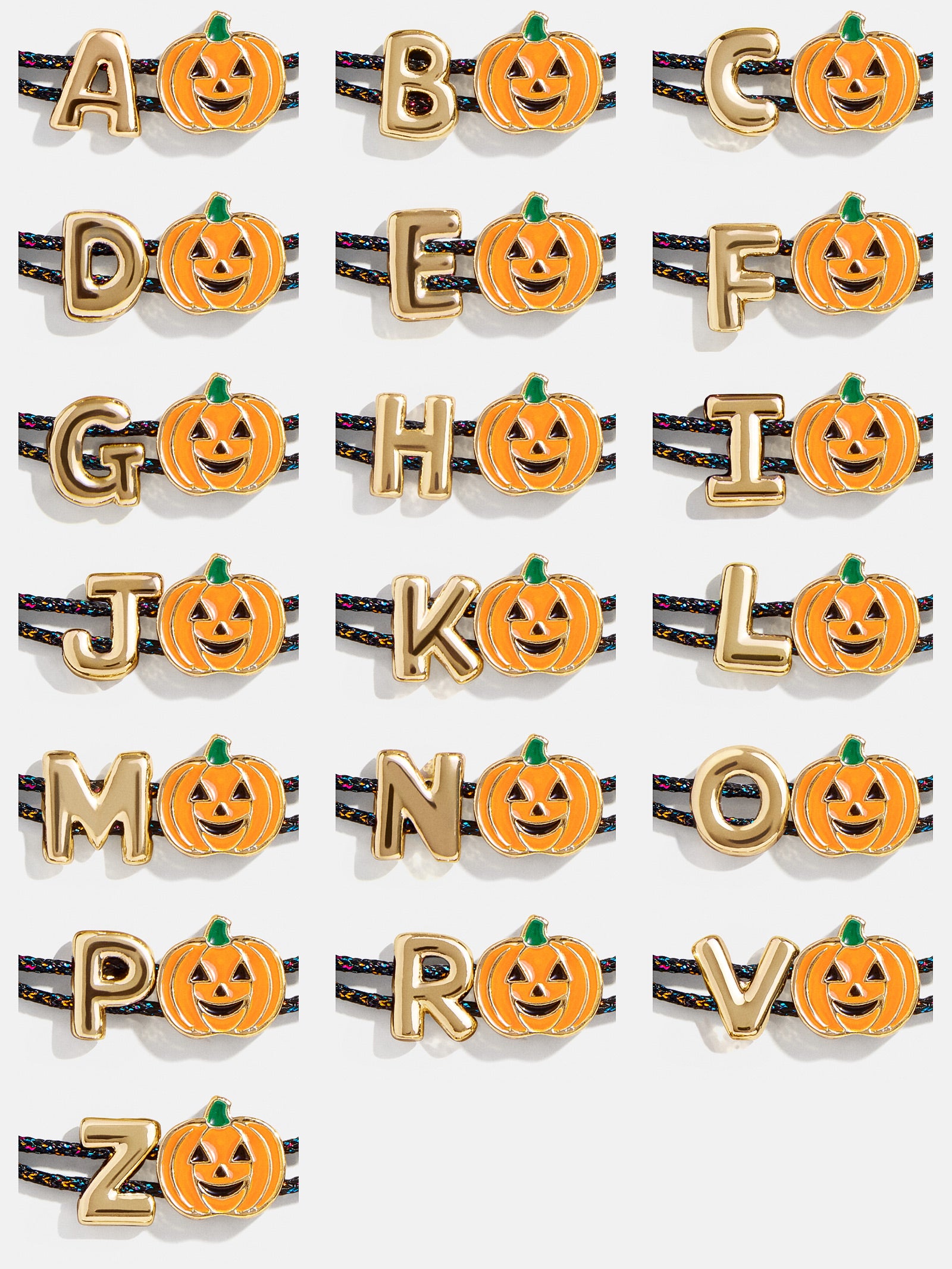 Ultimate Kids' Halloween Initial Bracelet - Festive Orange Pumpkin Charm