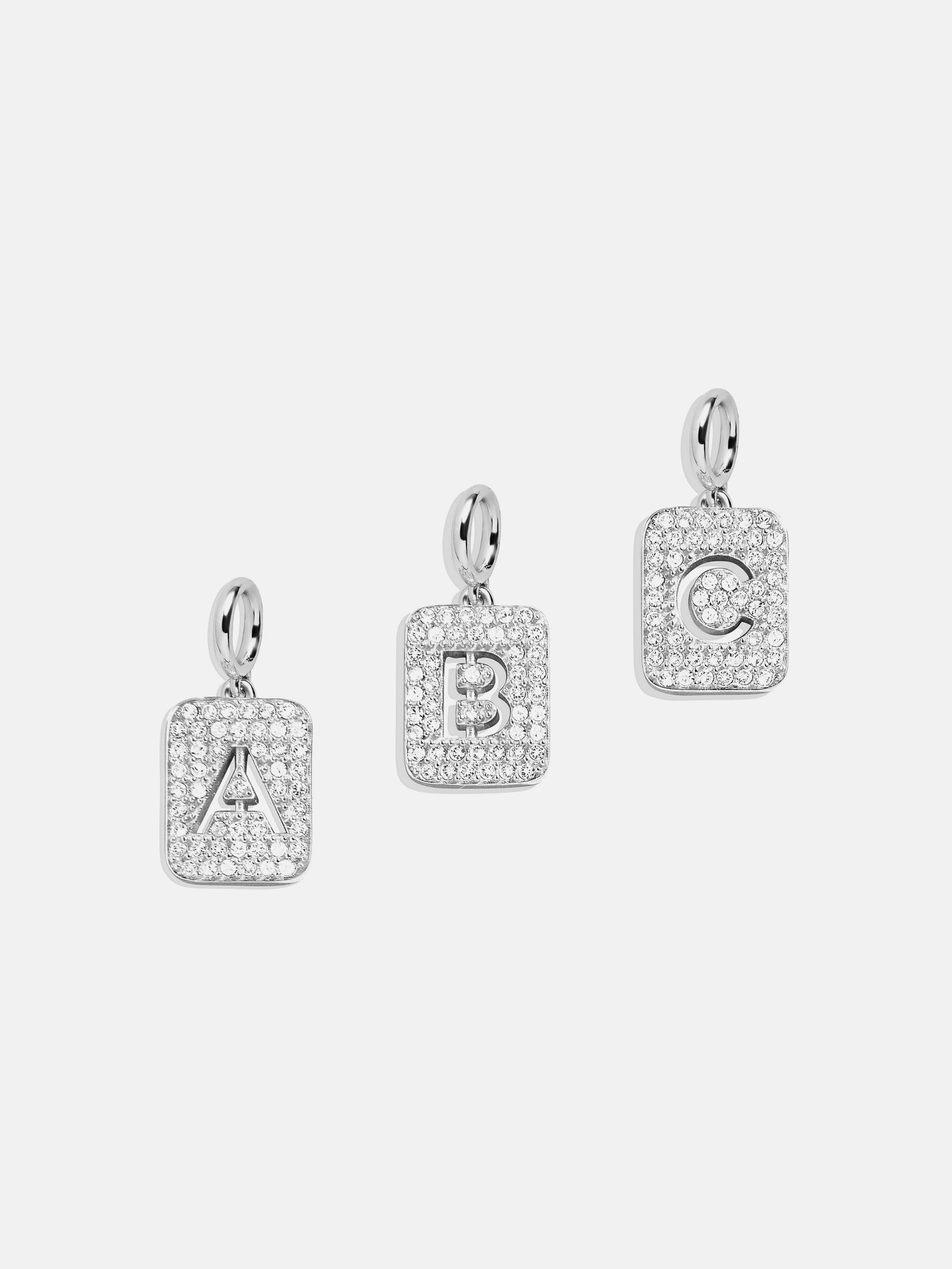 Premium Silver Block Pave Cluster Charm - Modern & Versatile