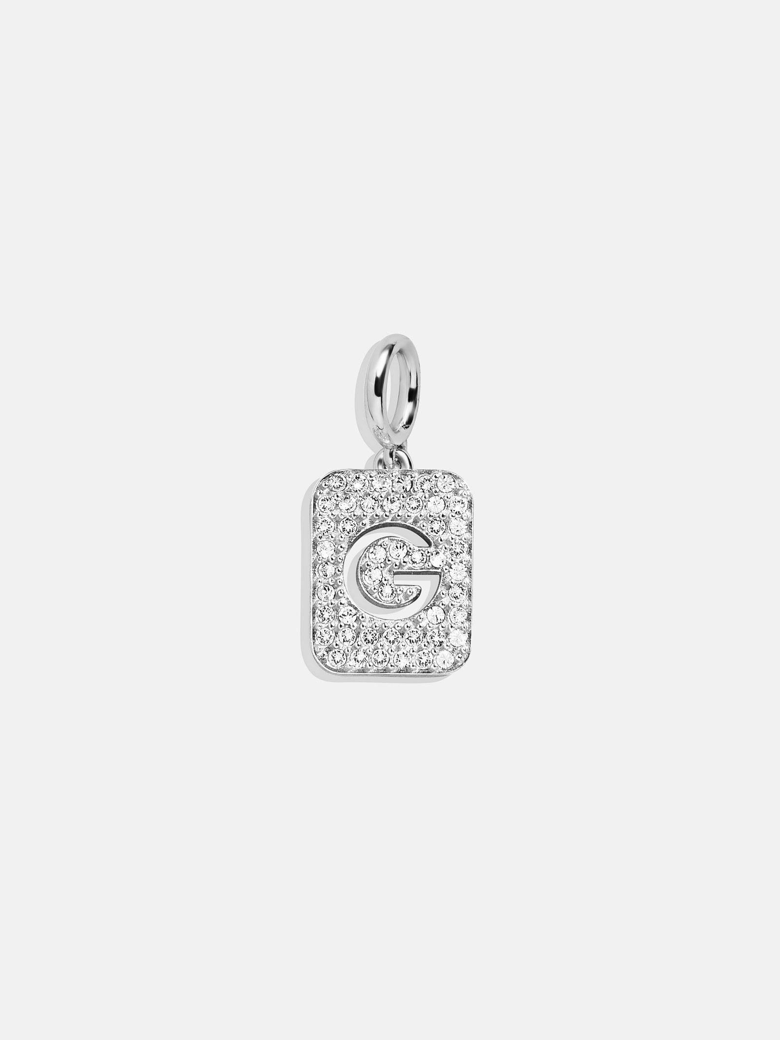 Premium Silver Block Pave Cluster Charm Necklace - Modern Elegance