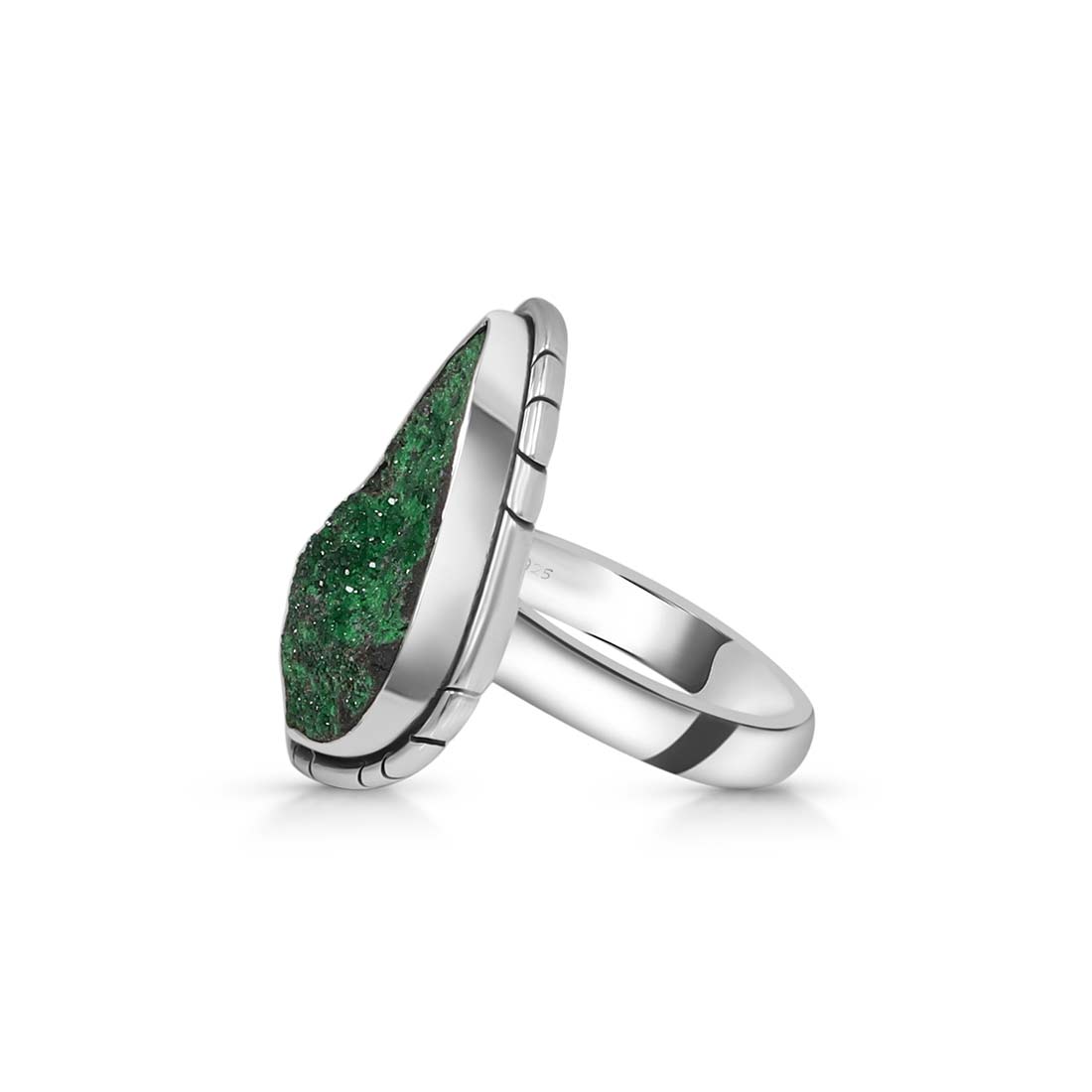 Premium Uvarovite Druzy Statement Ring - UVR-R-41