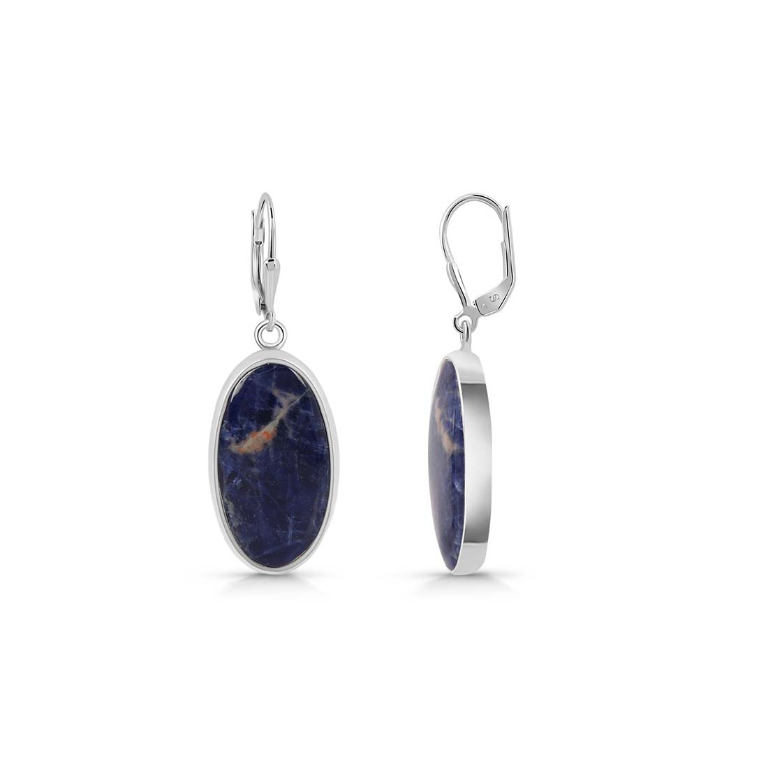 Premium Sodalite Statement Earrings - Elegant Blue Gemstone Jewelry