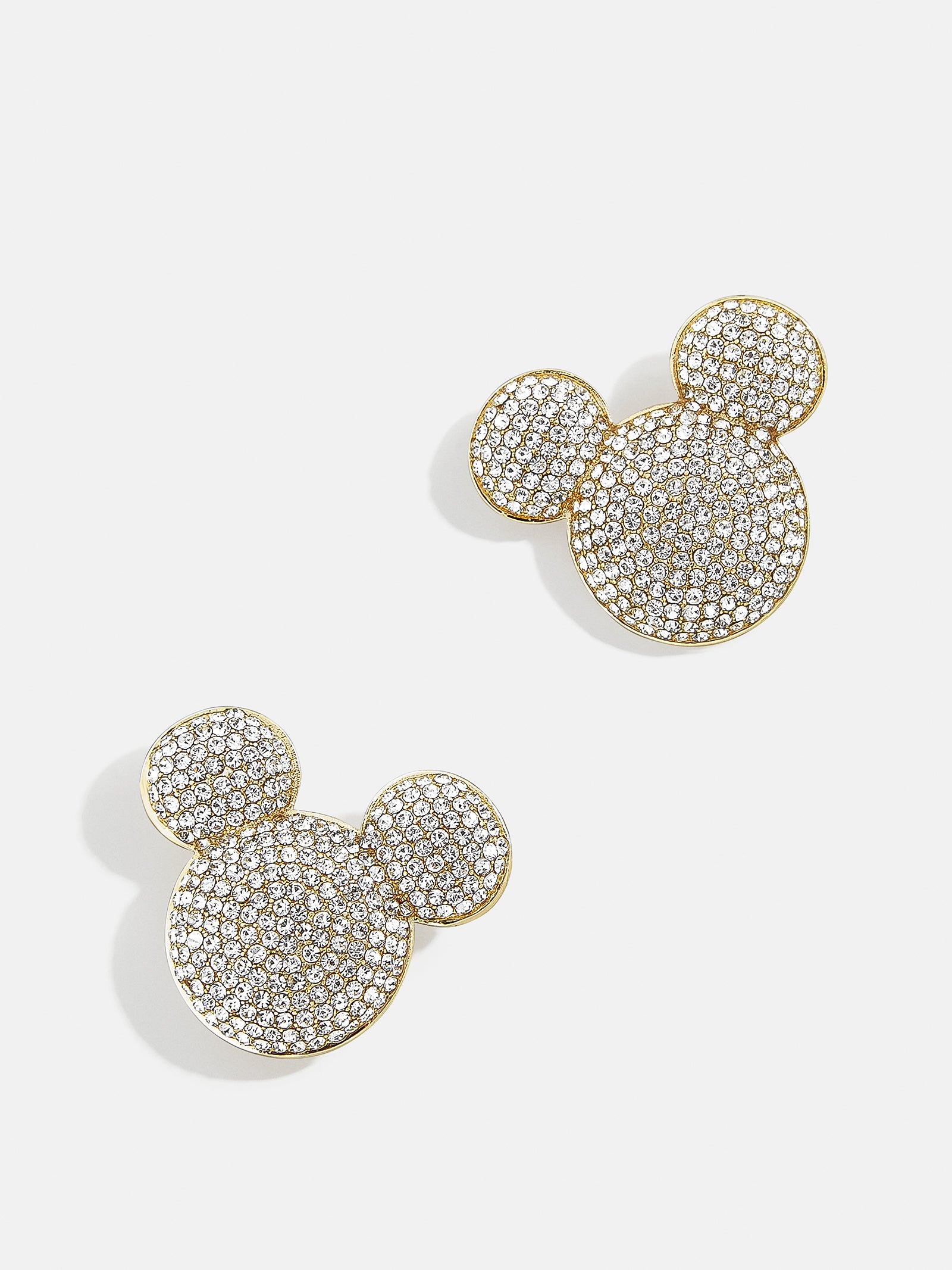 Premium Mickey Mouse Disney Pavé Stud Earrings - Gold & Sparkling Stones