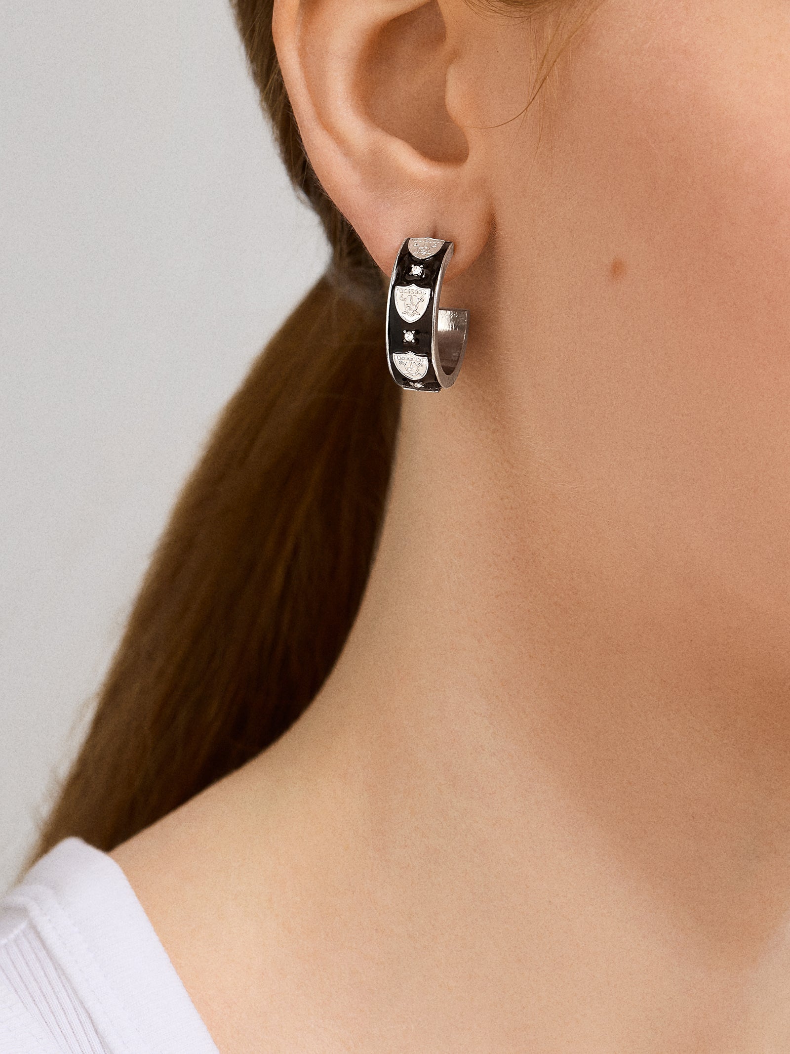 Premium Las Vegas Raiders Enamel Hoop Earrings by WEAR x Erin Andrews