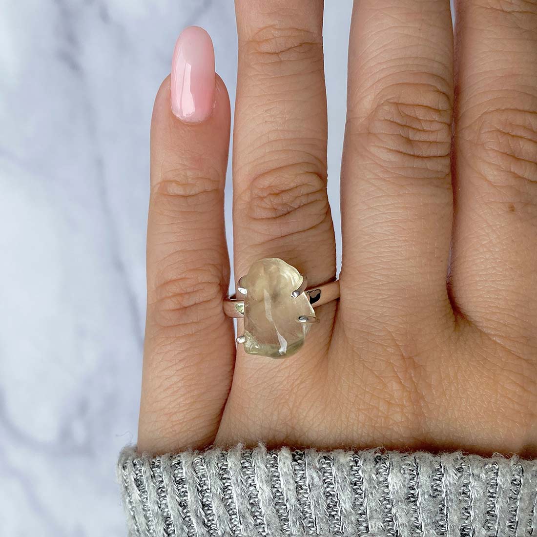 Premium Libyan Desert Glass Statement Ring - LDG-R-8