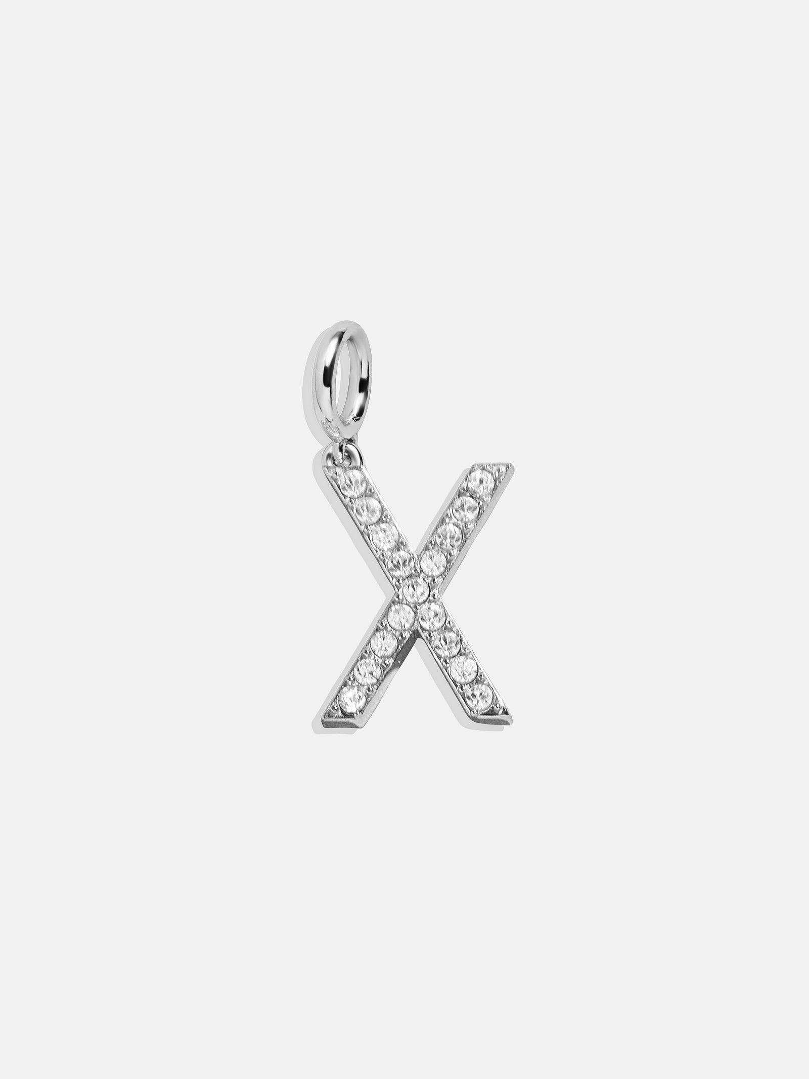 Premium Silver Pave Initial Cluster Charm - X | Modern Personalized Jewelry