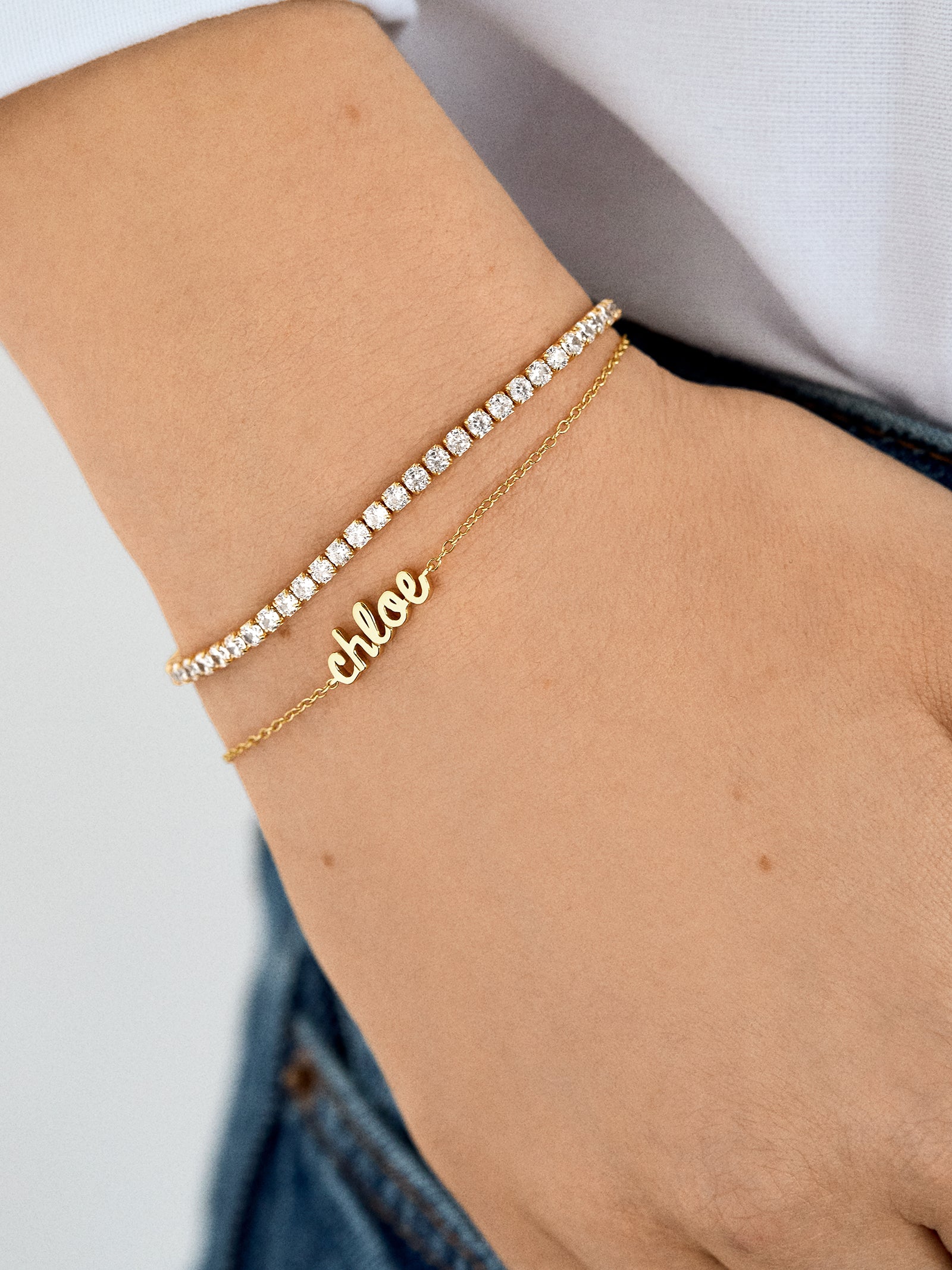 Premium 18K Gold Plated Custom Nameplate Bracelet - Personalized Sterling Silver Jewelry