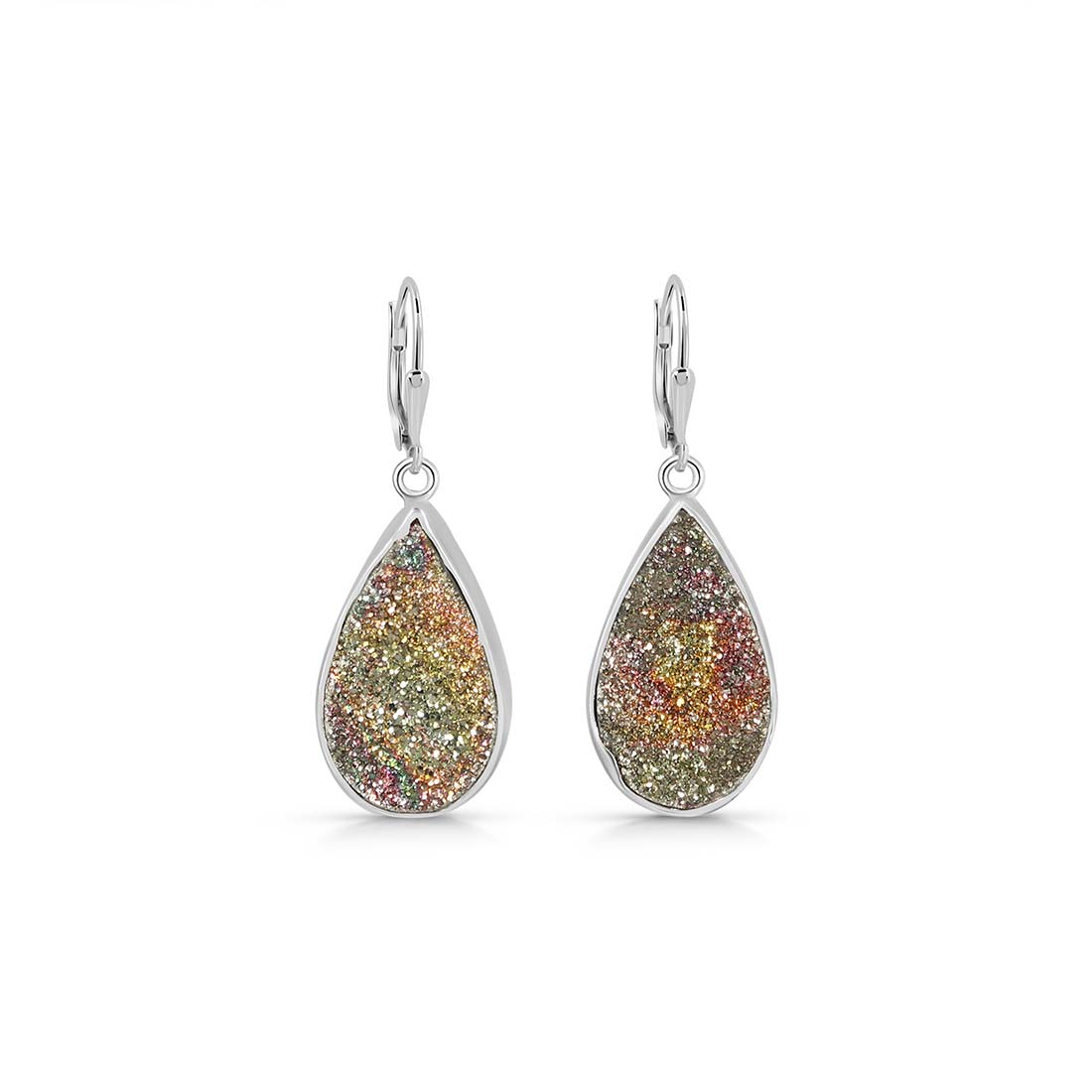 Premium Spectropyrite Druzy Earrings - Sparkling Elegance (SPD-E-14)