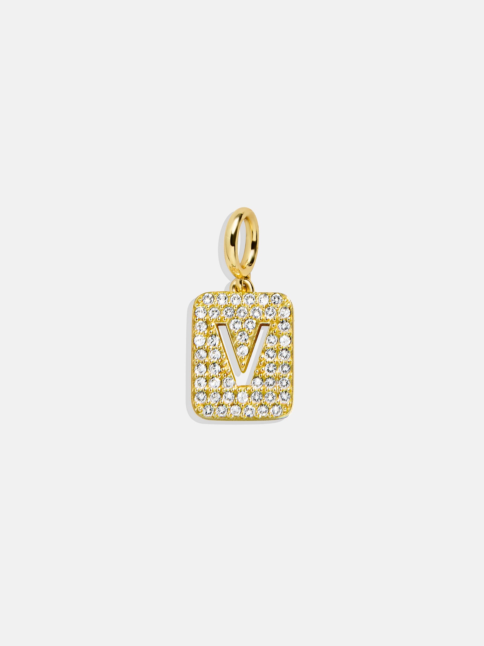 Premium Pavé Initial Cluster Charm Necklace - V