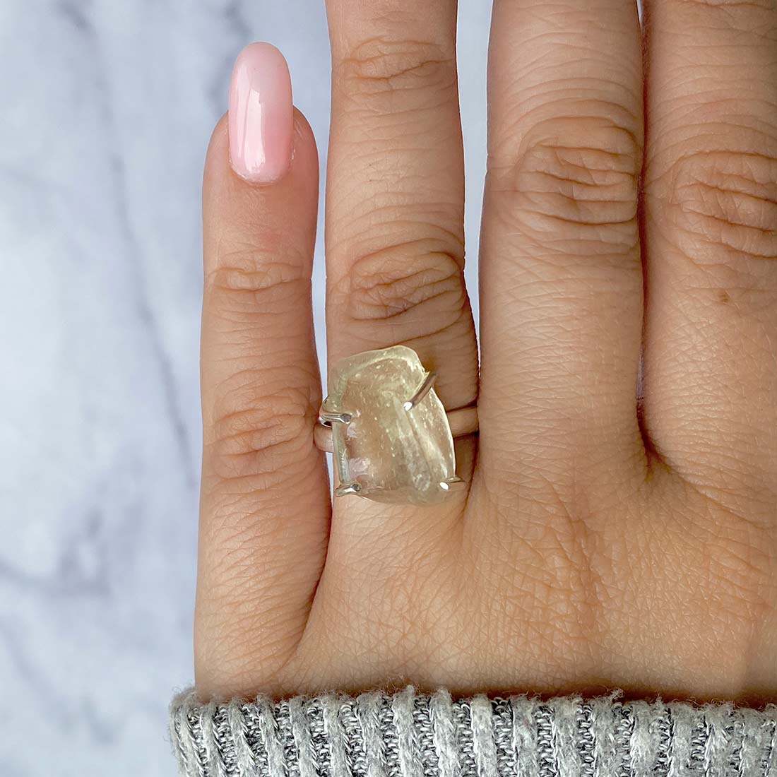 Premium Libyan Desert Glass Statement Ring - LDG-R-25