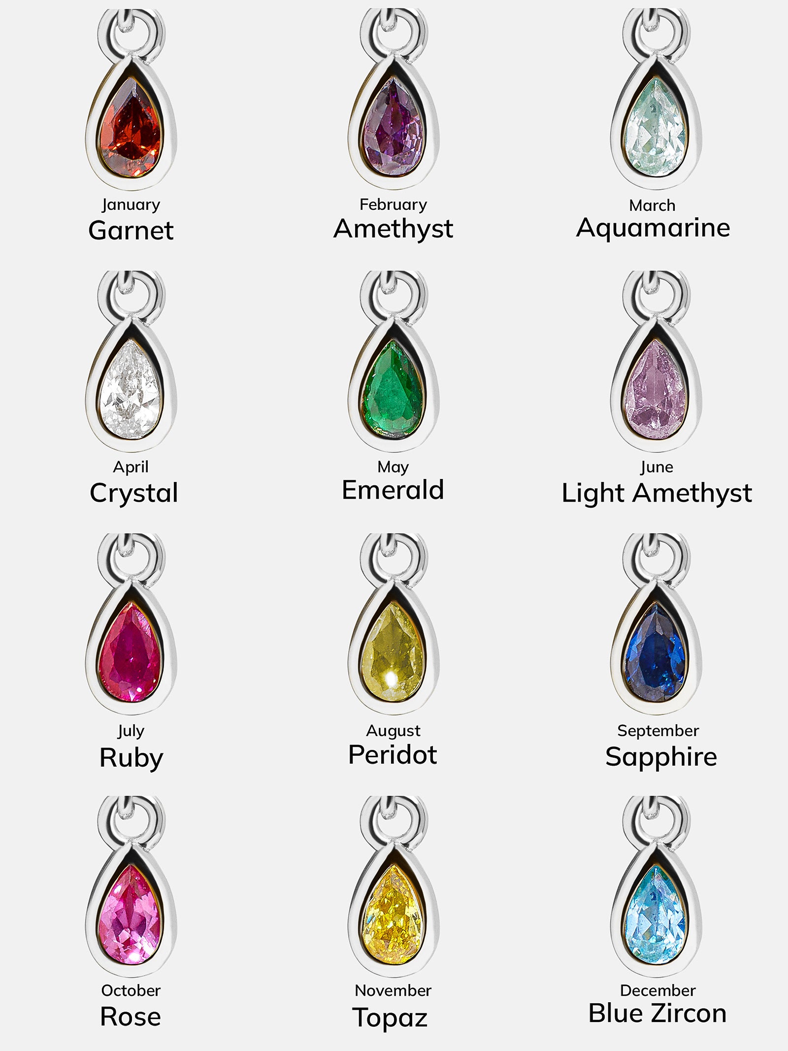 Premium Silver Birthstone Charm Necklace - Topaz Edition