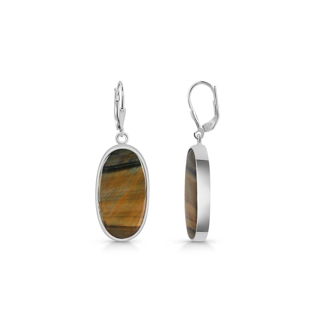 Premium Blue Tiger Eye Statement Earrings - Sagacia Jewelry