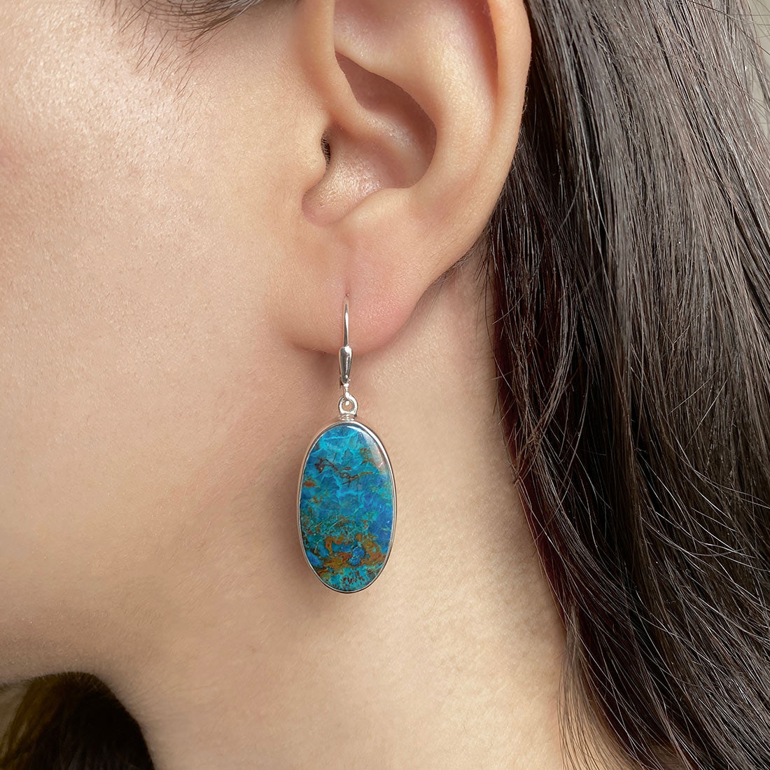 Premium Shattuckite Statement Earrings - Elegant Earthy Design