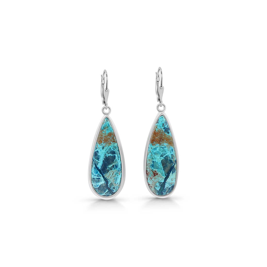 Premium Shattuckite Statement Earrings - Elegant Earthy Silver Jewelry