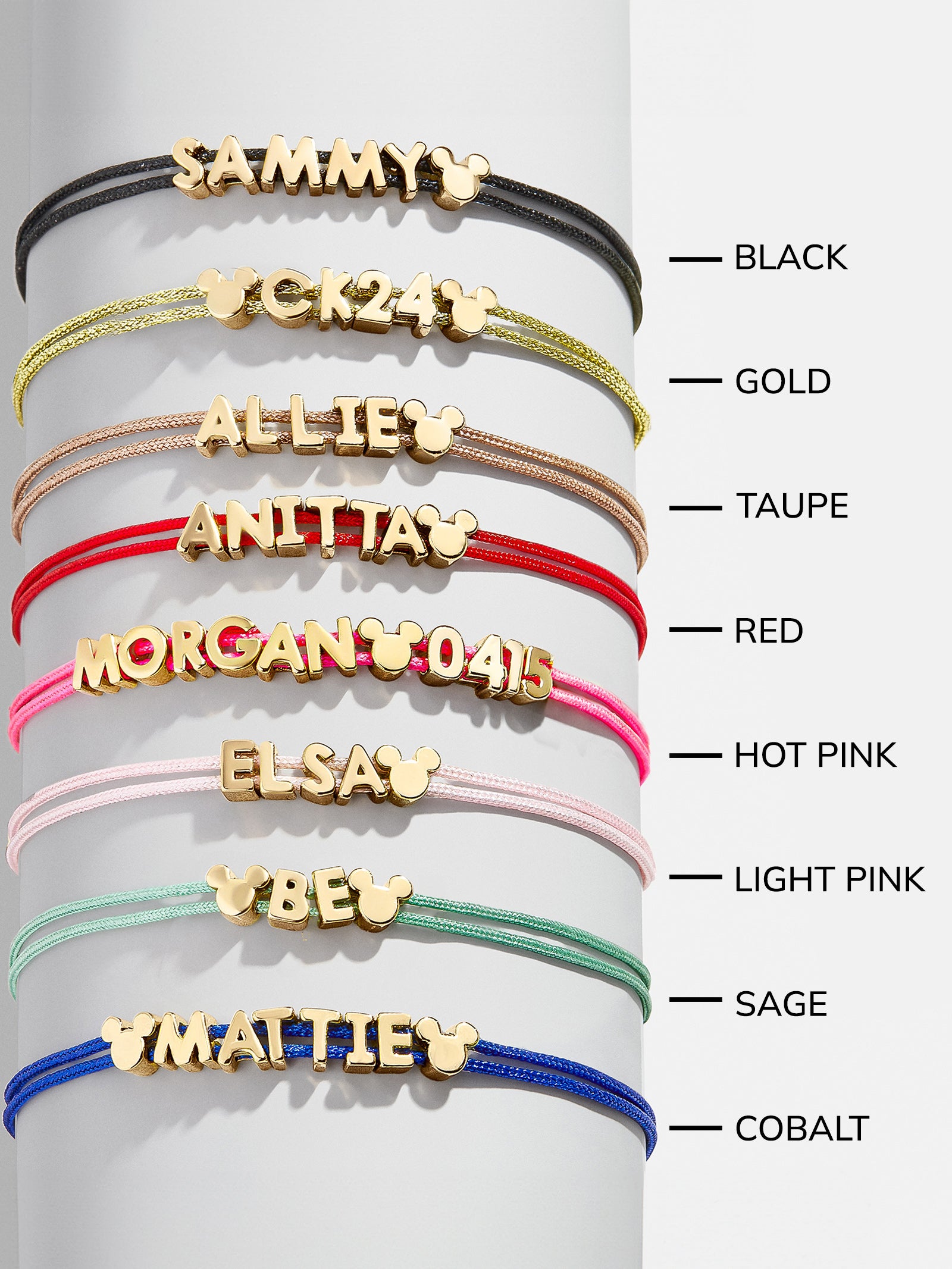 Premium Mickey Mouse Disney Custom Cord Bracelet - Light Pink