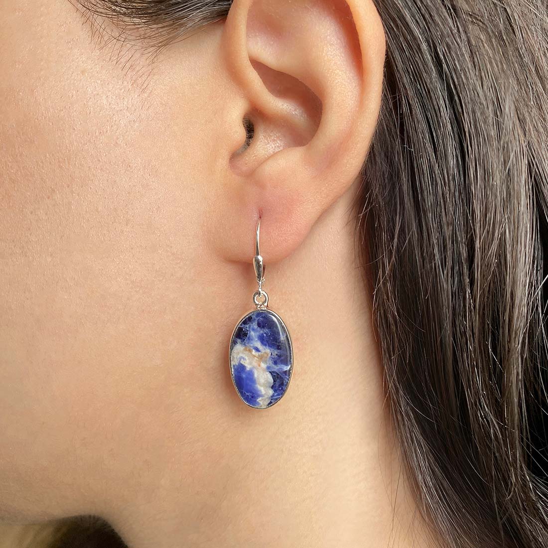 Premium Sodalite Statement Earrings - Elegant Blue Gemstone Design