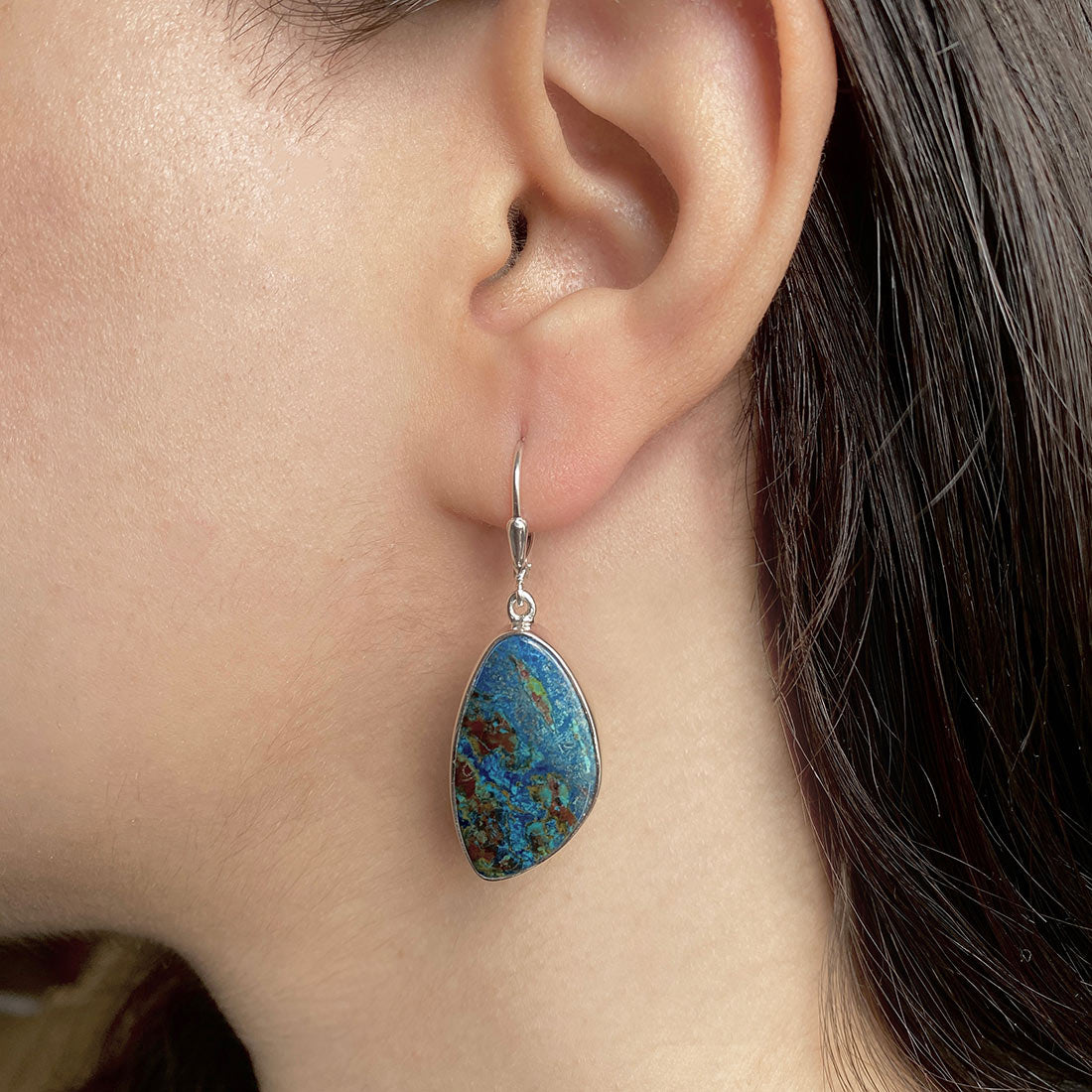 Premium Shattuckite Statement Earrings - STK-E-1