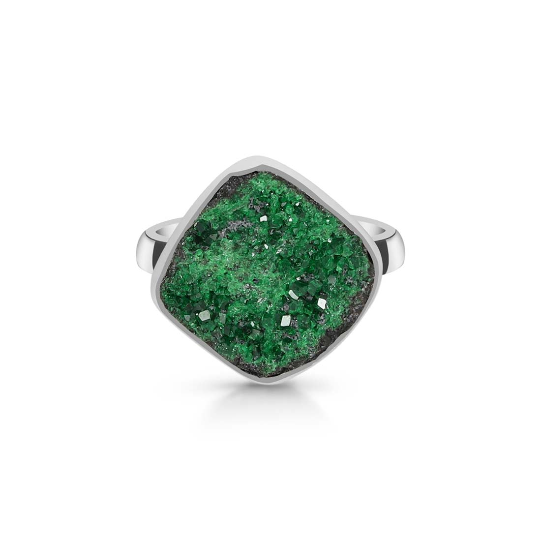 Premium Uvarovite Druzy Statement Ring - UVR-R-22