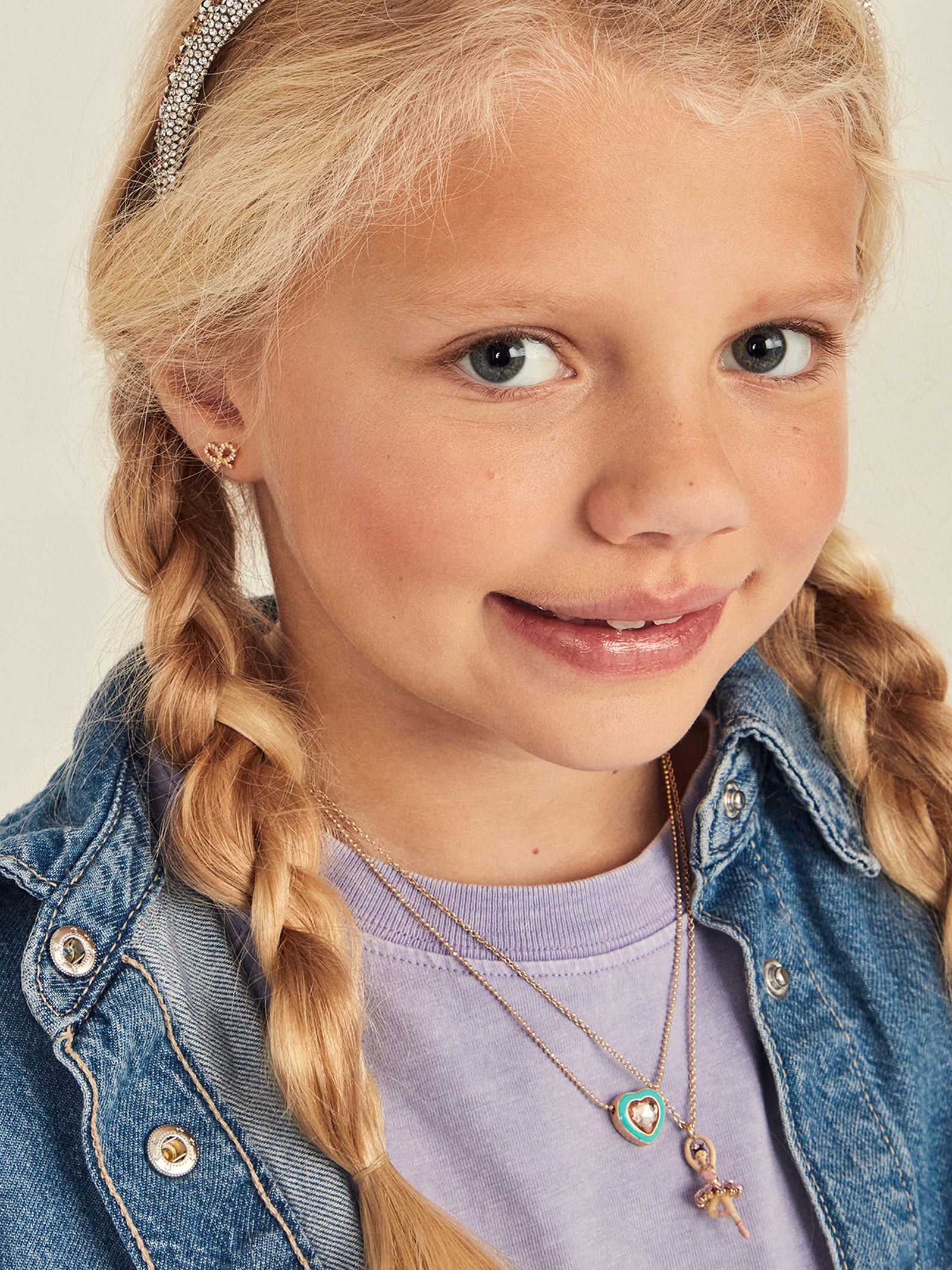 Premium Heart of Gold Kids' Necklace - Enamel & Crystal Pendant