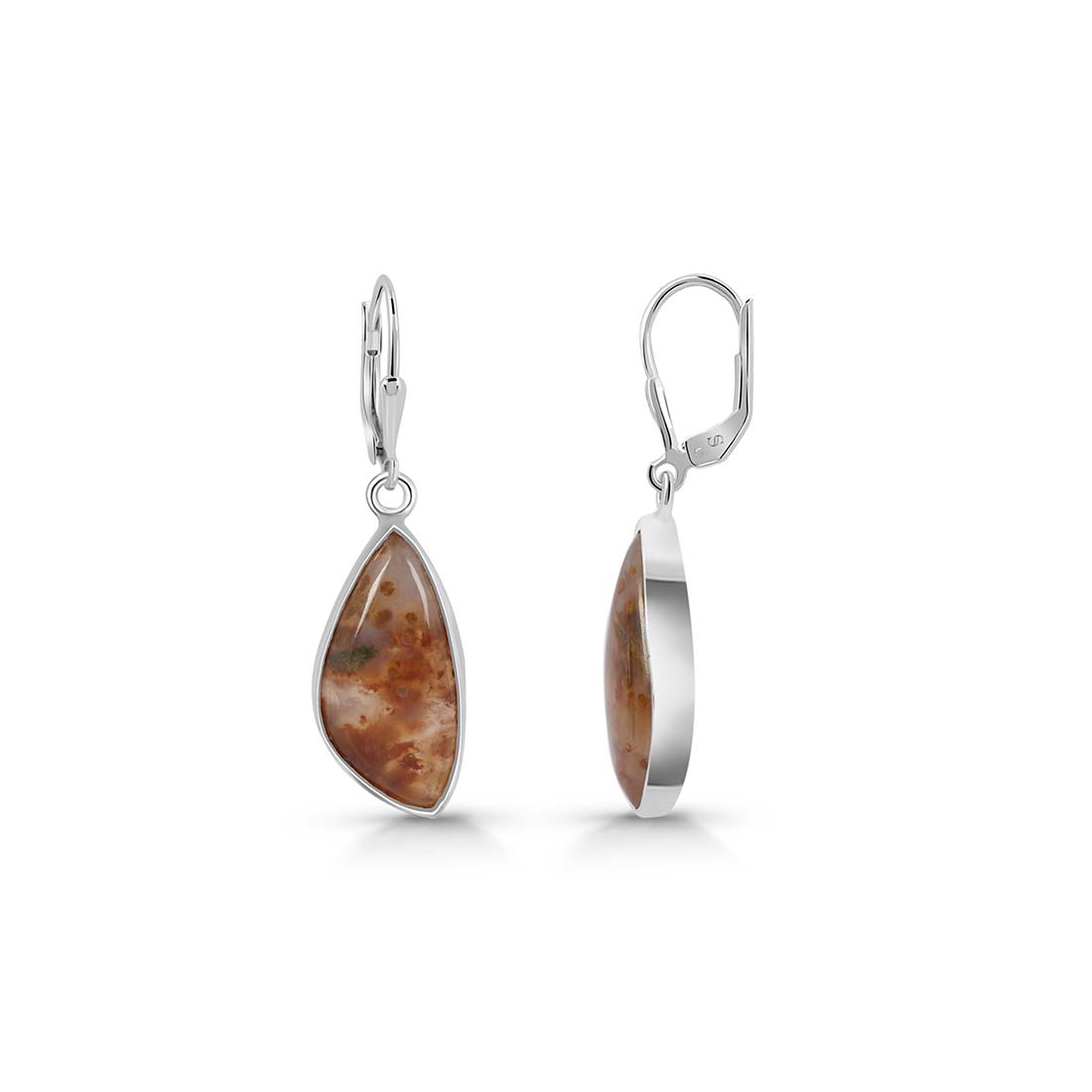 Premium Ocean Jasper Statement Earrings - Elegant 925 Sterling Silver Design