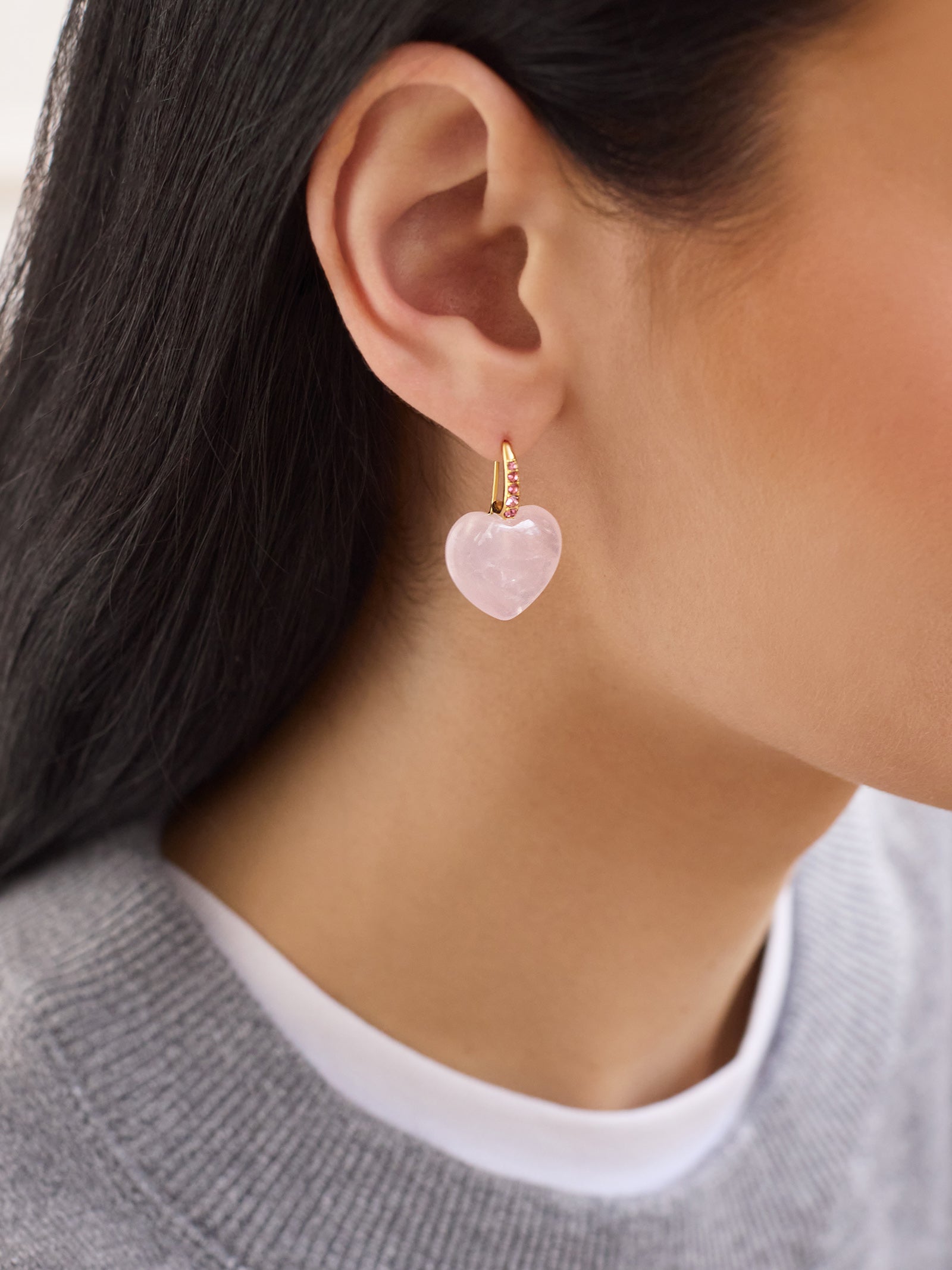 Premium Harper Heart Earrings - Blushing Pink