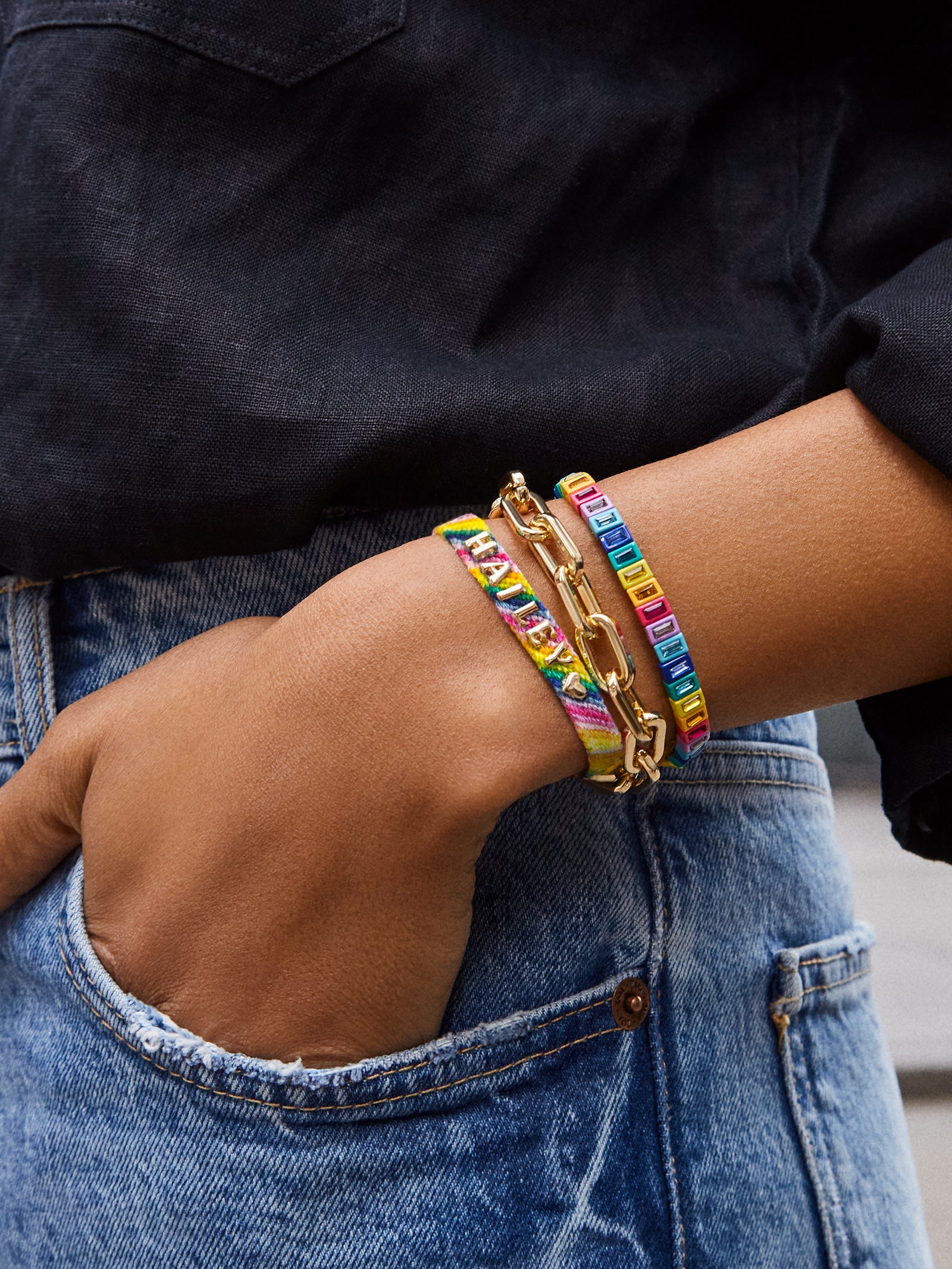 Premium Custom Woven Friendship Bracelet - Vibrant Rainbow Design