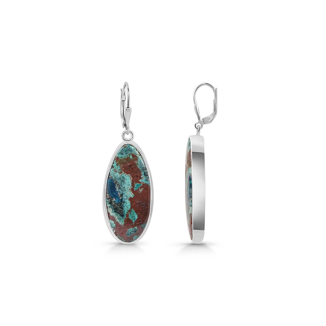 Premium Shattuckite Statement Earrings - Elegant Sterling Silver Design (STK-E-8)