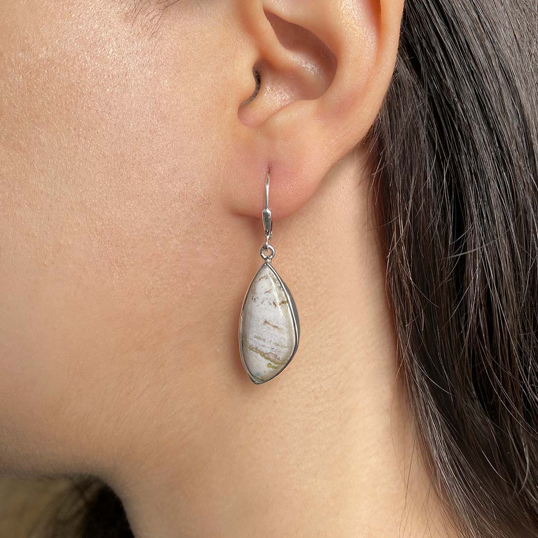 Premium Ocean Jasper Statement Earrings - Sagacia Elegance (OCJ-E-10)