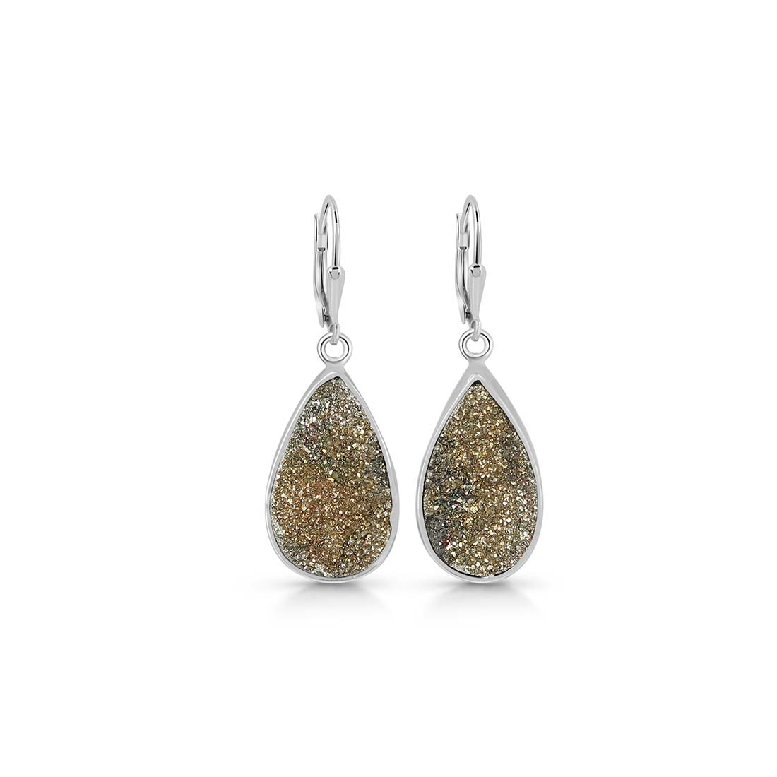 Premium Spectropyrite Druzy Earrings - Ultimate Elegance