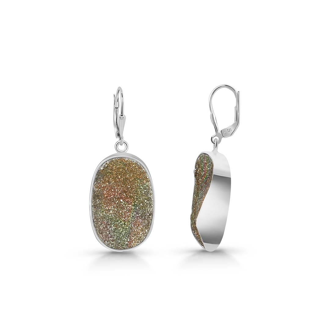 Premium Spectropyrite Druzy Earrings - Ultimate Style Statement (SPD-E-30)