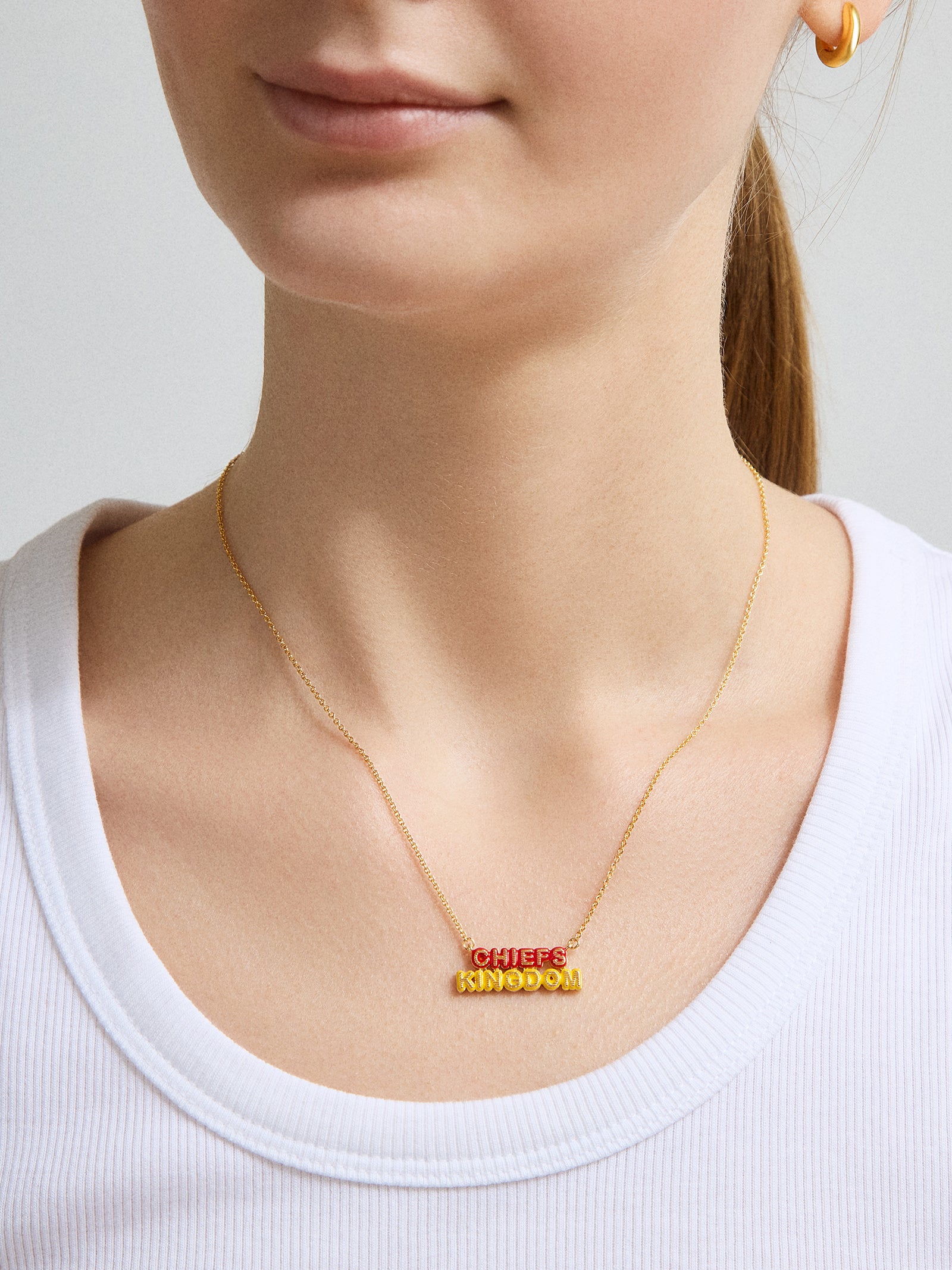 Premium Kansas City Chiefs Enamel Slogan Necklace by Erin Andrews x BaubleBar - Ultimate Game Day Accessory