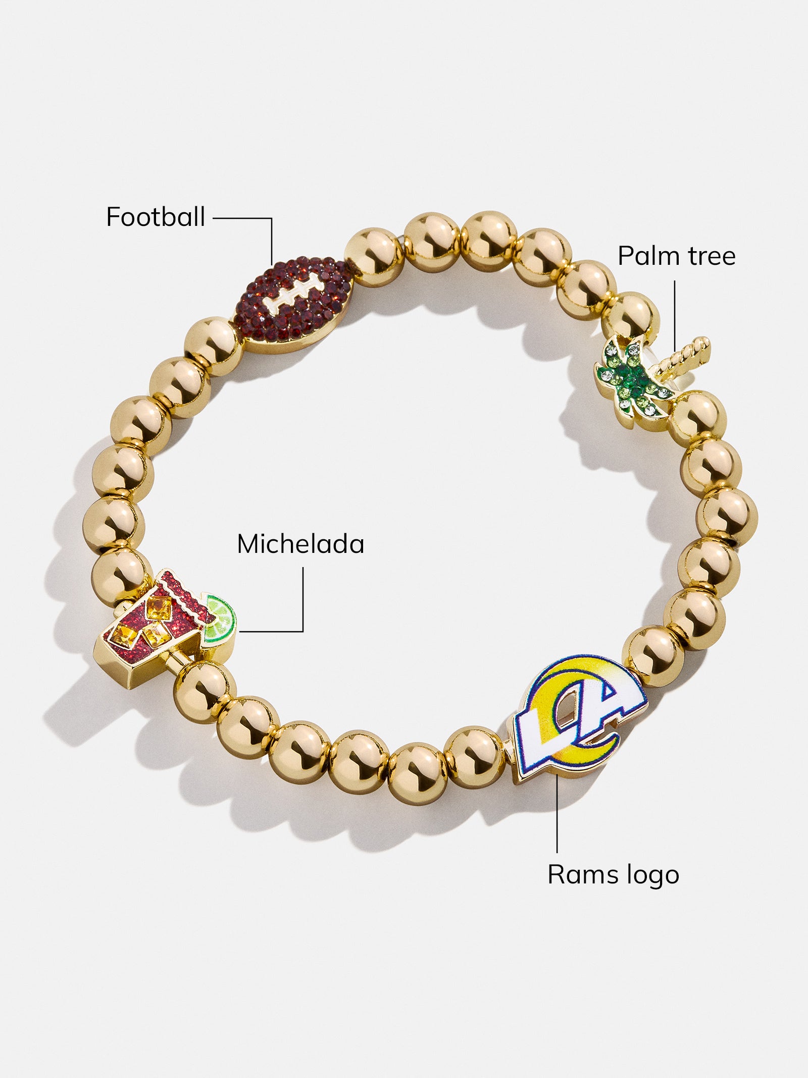 Premium Los Angeles Rams NFL Charm Bracelet - Officially Licensed Team Accessory