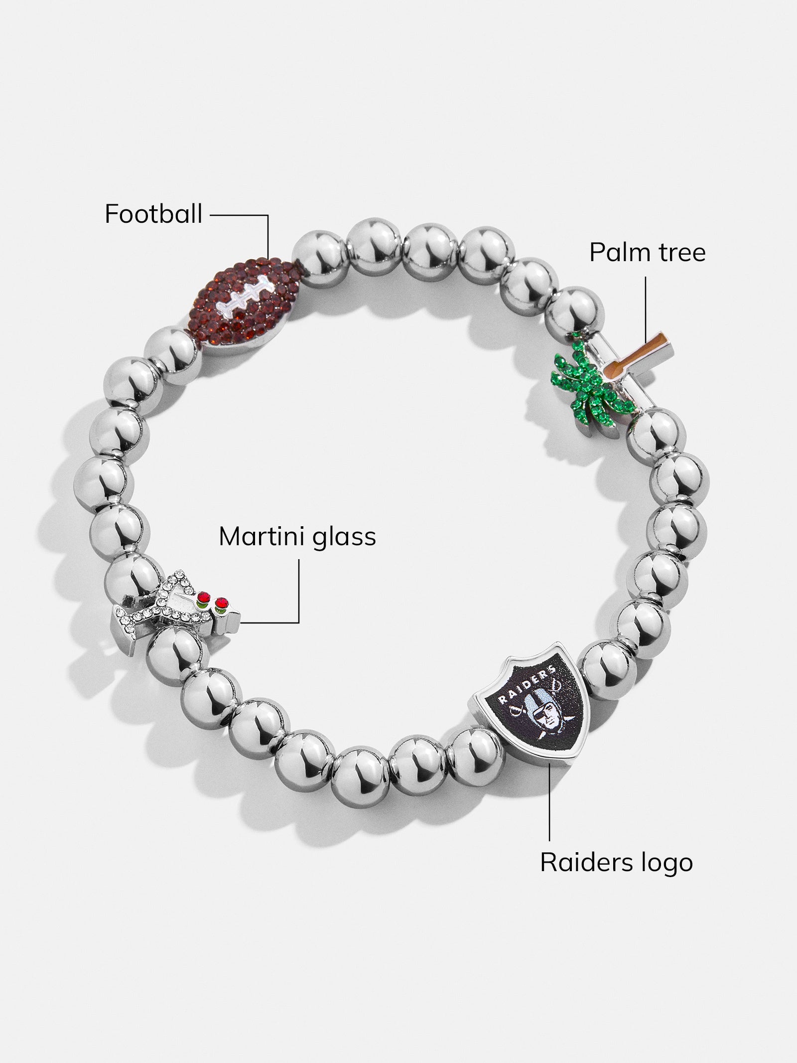 Premium Las Vegas Raiders NFL Charm Bracelet - Official Team Jewelry