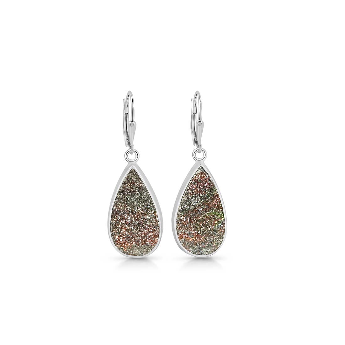 Premium Spectropyrite Druzy Earrings - Elegant Statement Jewelry