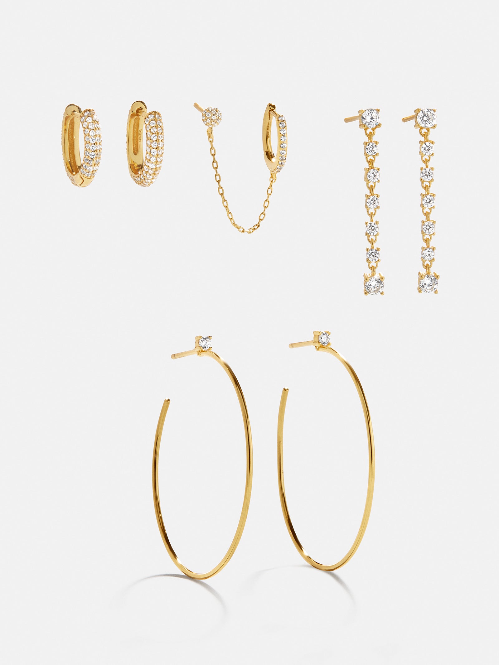 Leighton Ultimate 18K Gold Earring Set - Luxe Gold & Pavé Crystal Collection