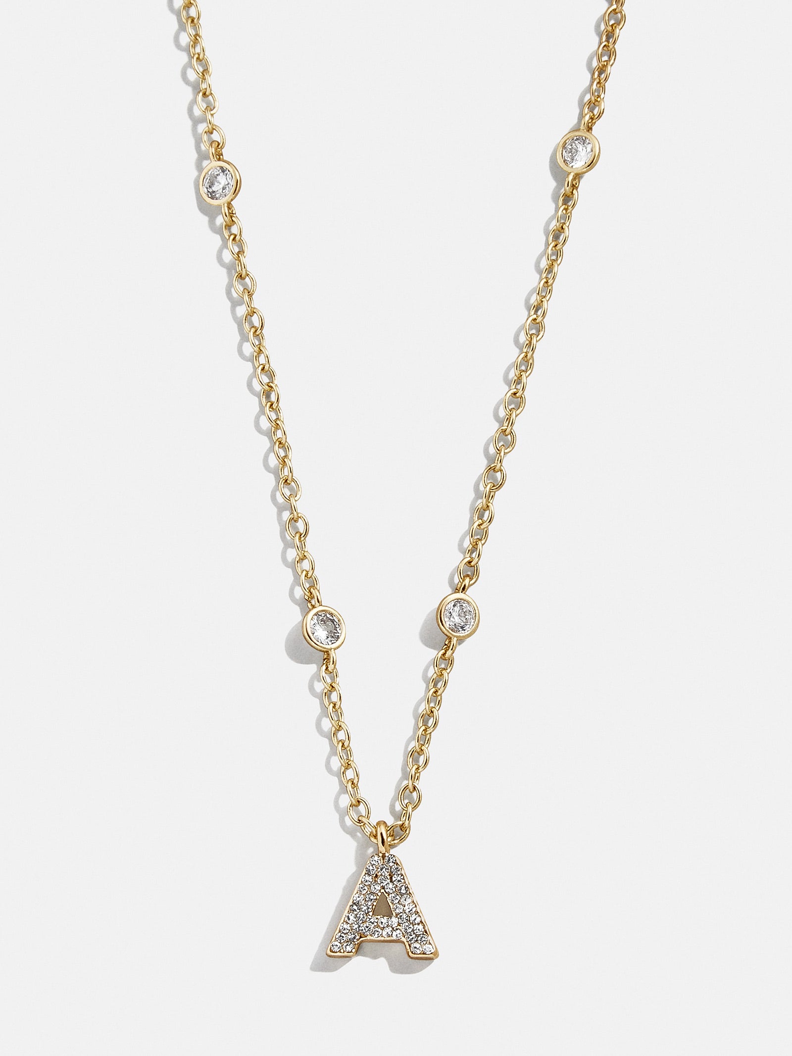 Premium Pavé Initial Yasmine Necklace - Gold Plated, Personalized Elegance