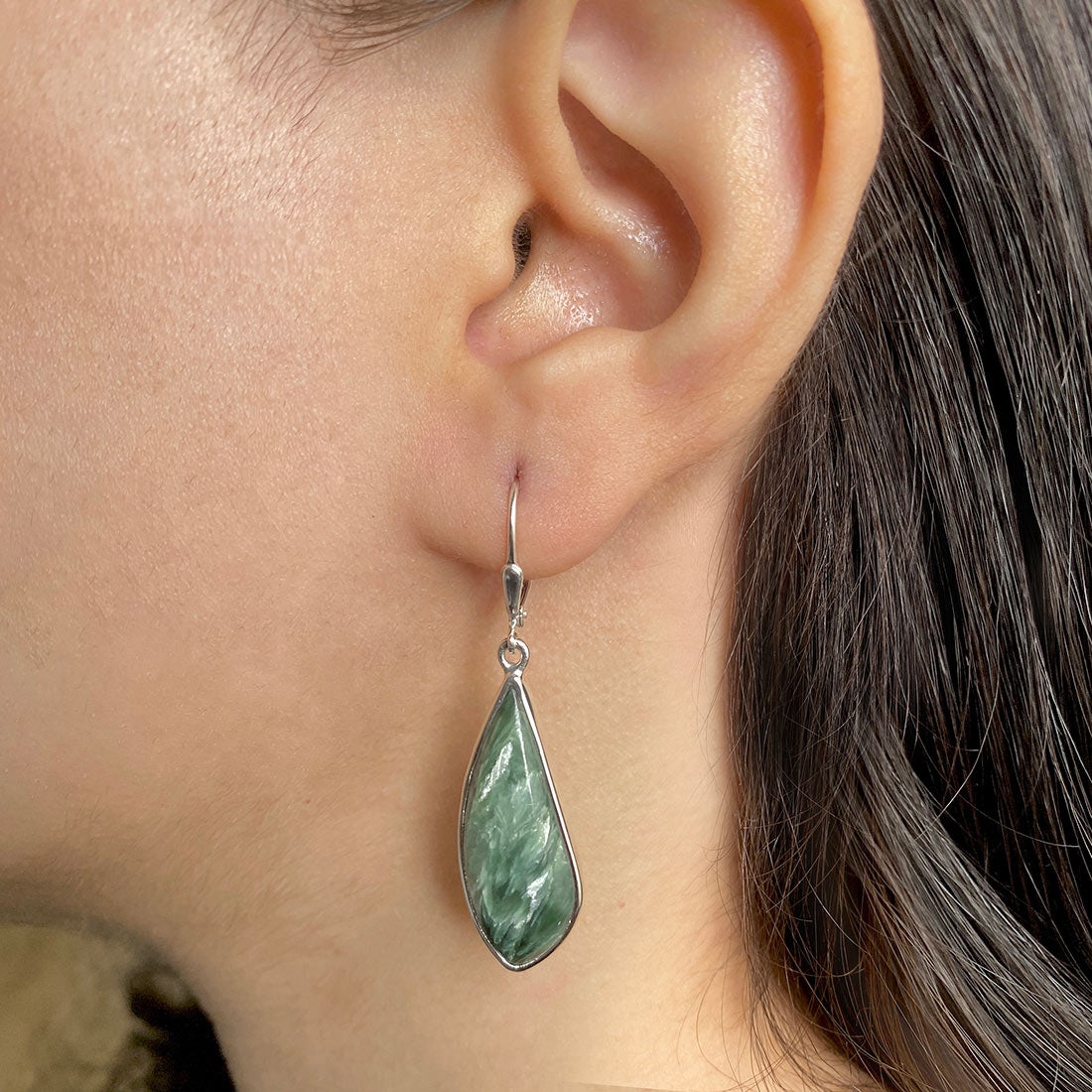 Premium Seraphinite Statement Earrings - SER-E-9