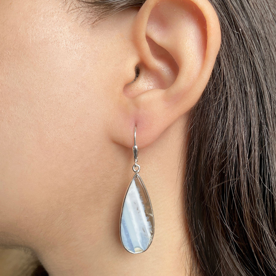 Premium Blue Opal Earrings - Elegant Sagacia Statement Jewelry (BLO-E-25)