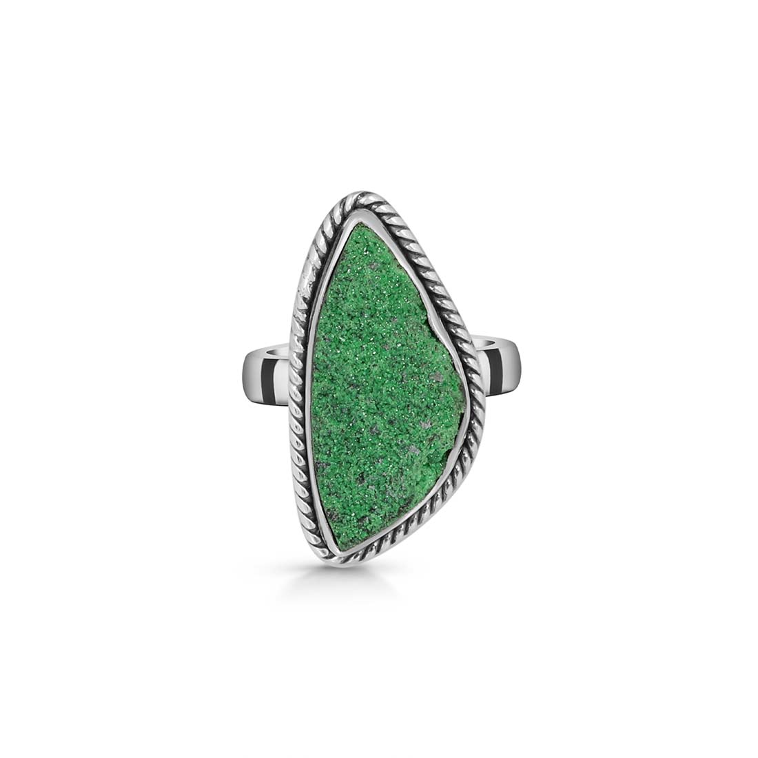 Premium Uvarovite Druzy Statement Ring - UVR-R-35