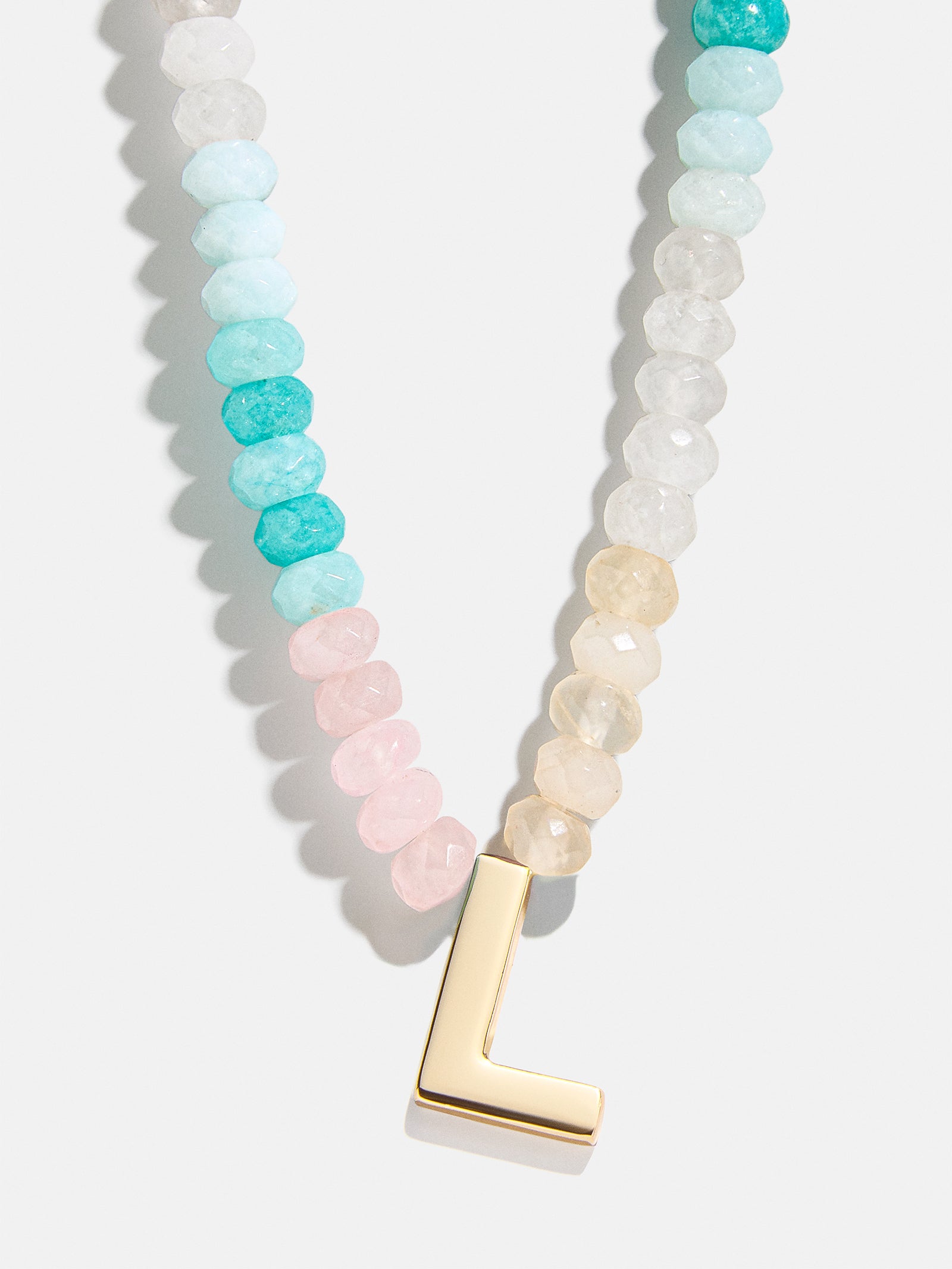 Premium Custom Initial Necklace with Semi-Precious Stones - Light Multi