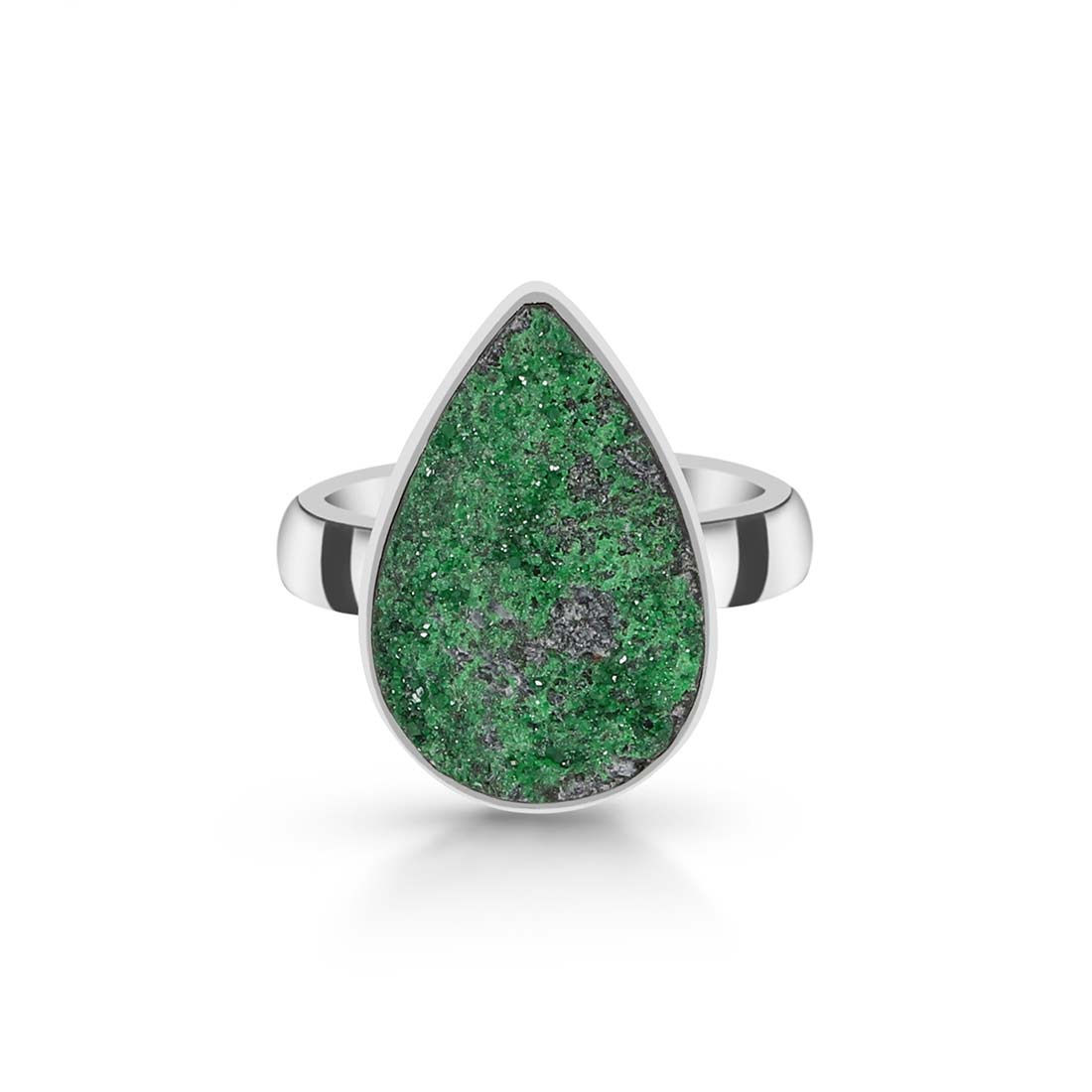 Premium Uvarovite Druzy Statement Ring - UVR-R-23