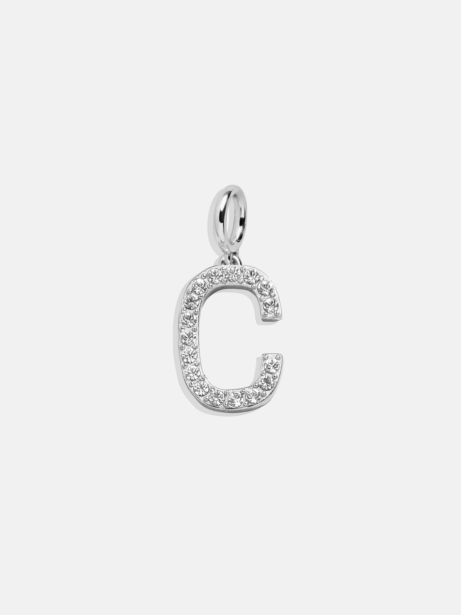 Premium Silver Pave Initial Cluster Charm - Modern Elegance