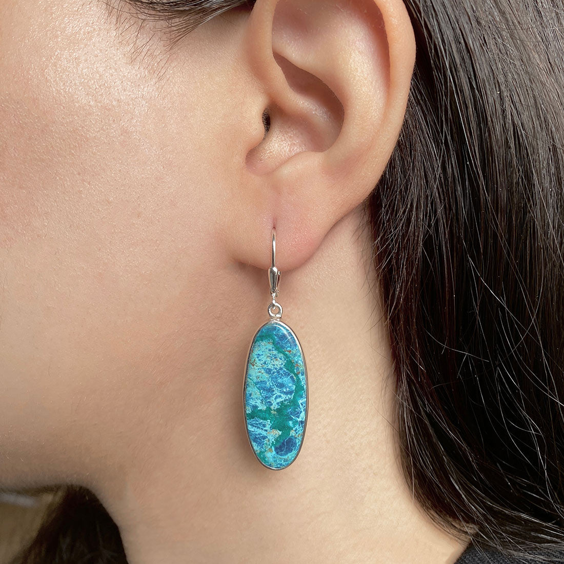 Premium Shattuckite Statement Earrings - STK-E-13